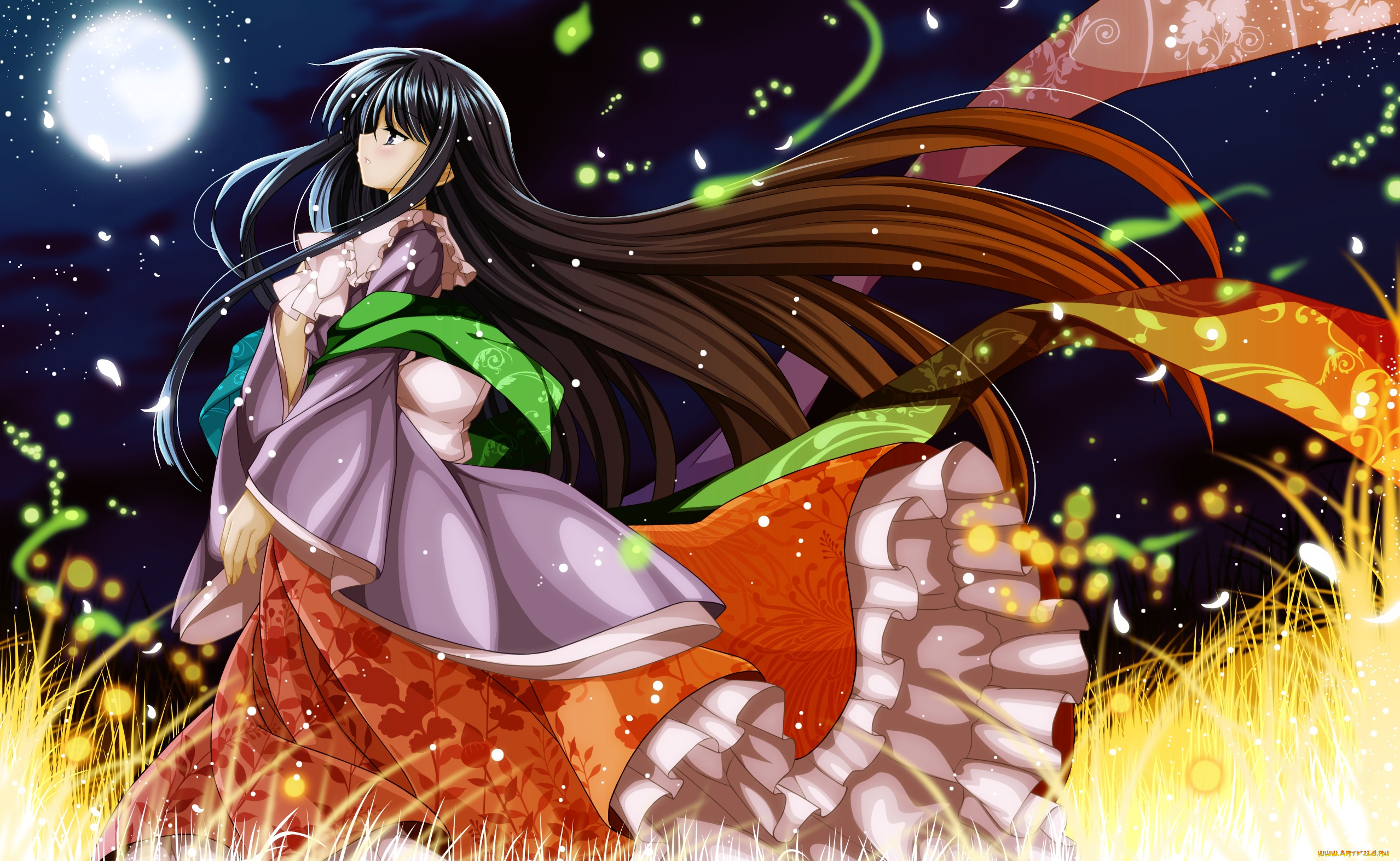 аниме, touhou, взгляд, фон, девушка