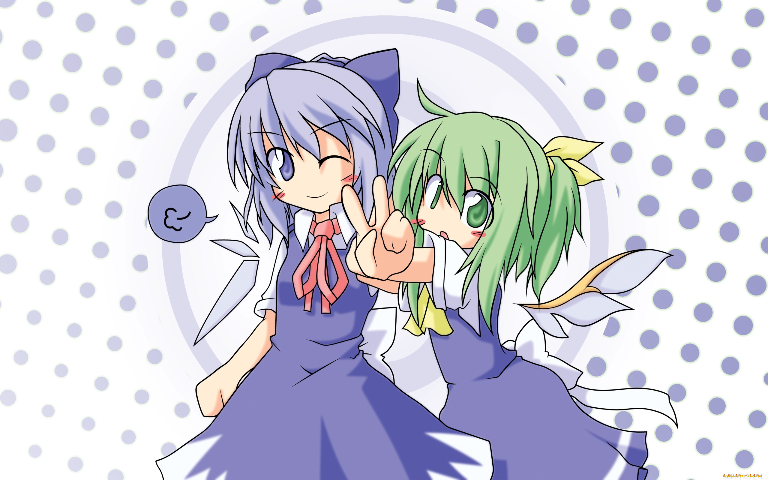 аниме, touhou, фон, девушки, взгляд