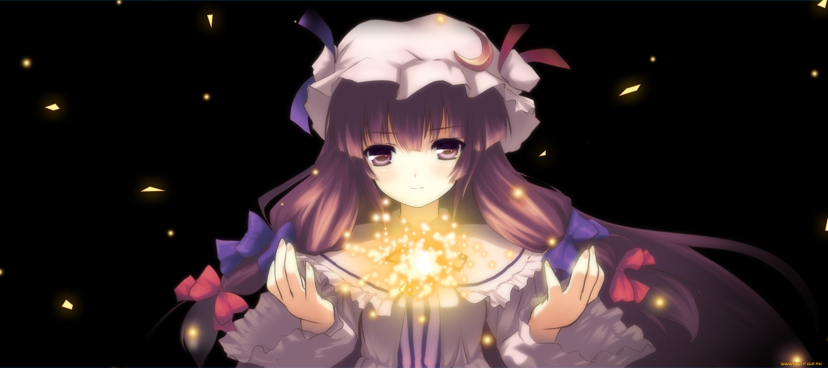 аниме, touhou, девушка, взгляд, фон