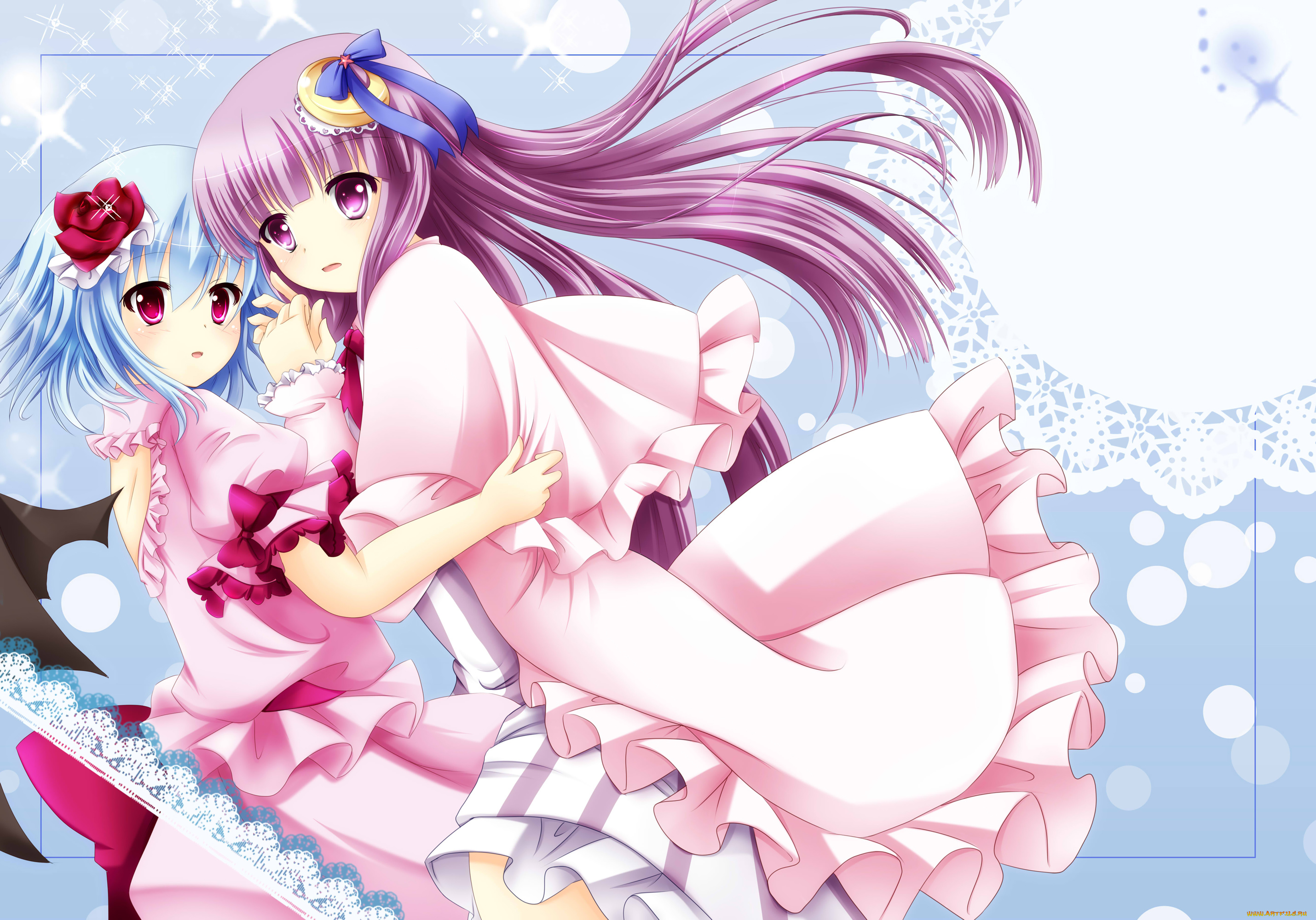 аниме, touhou, фон, взгляд, девушки