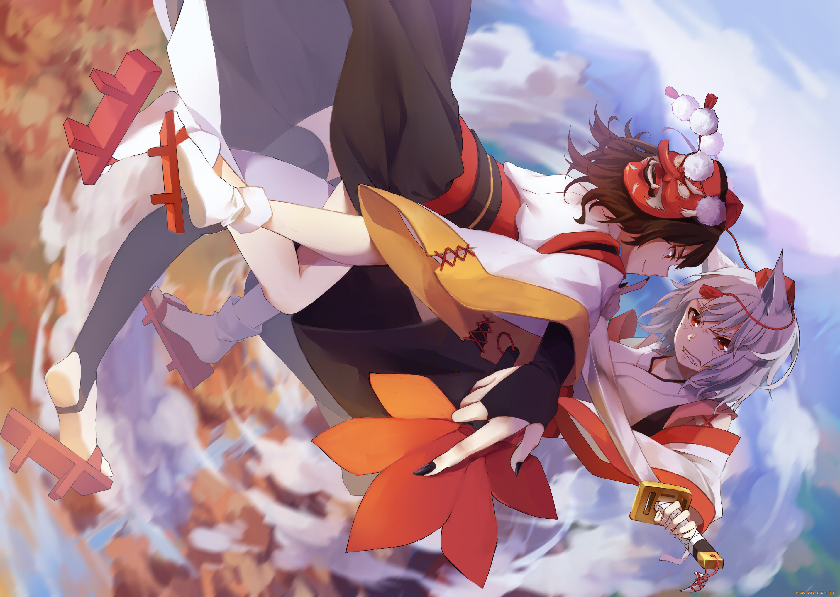 аниме, touhou, фон, взгляд, девушки