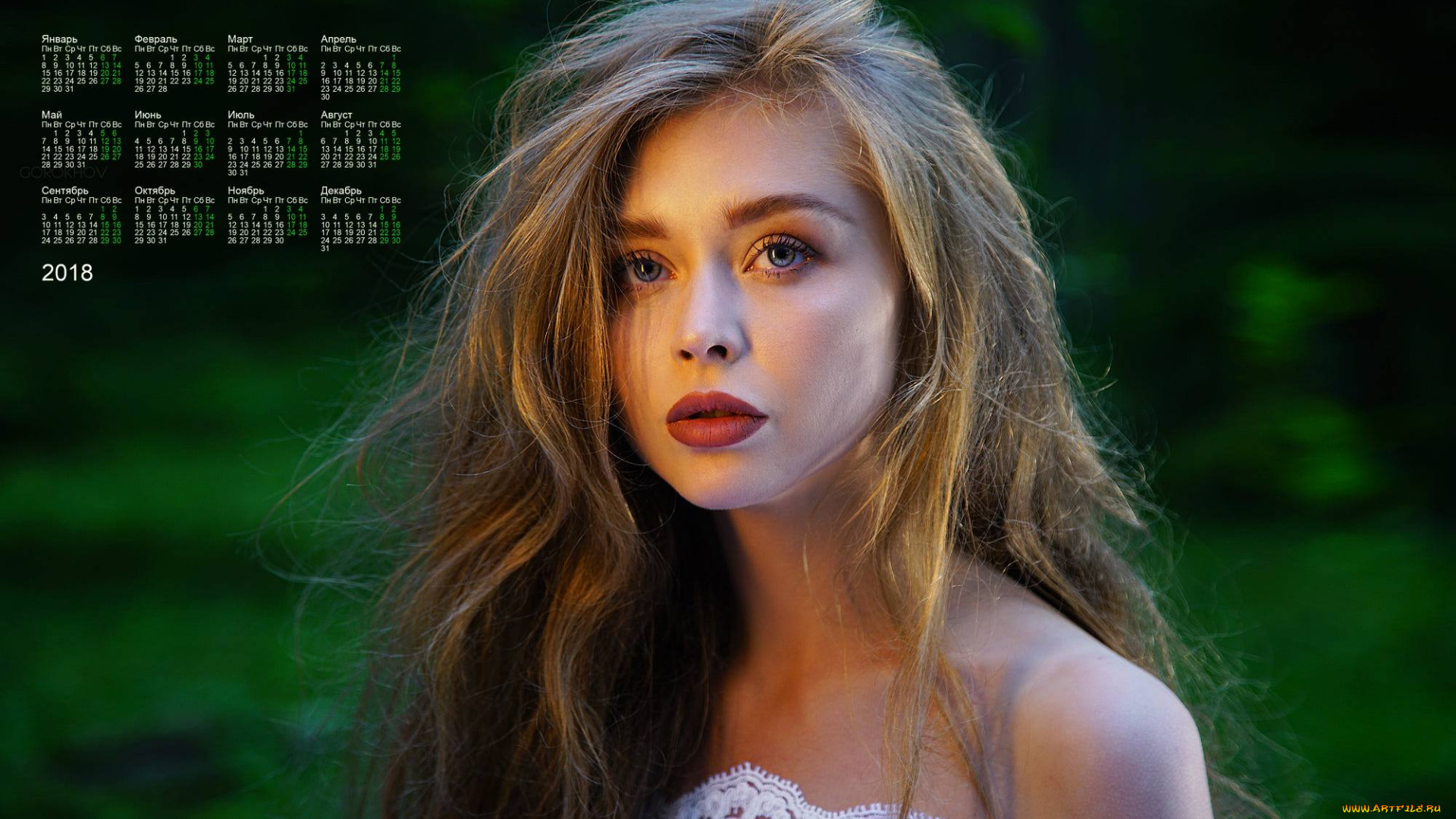 календари, девушки, 2018, лицо, взгляд