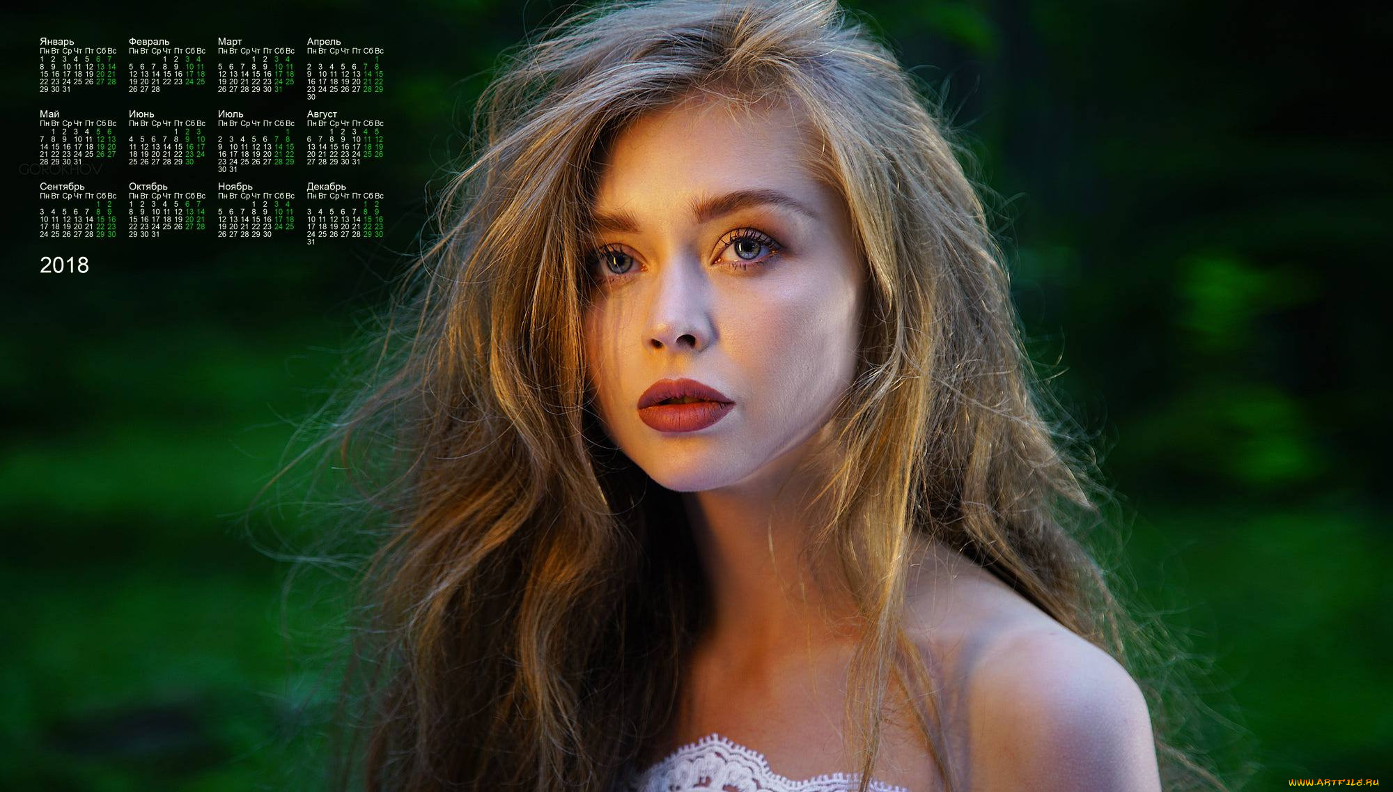 календари, девушки, 2018, лицо, взгляд