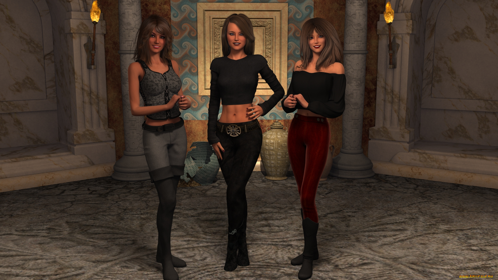 3д, графика, люди, , people, фон, взгляд, девушки