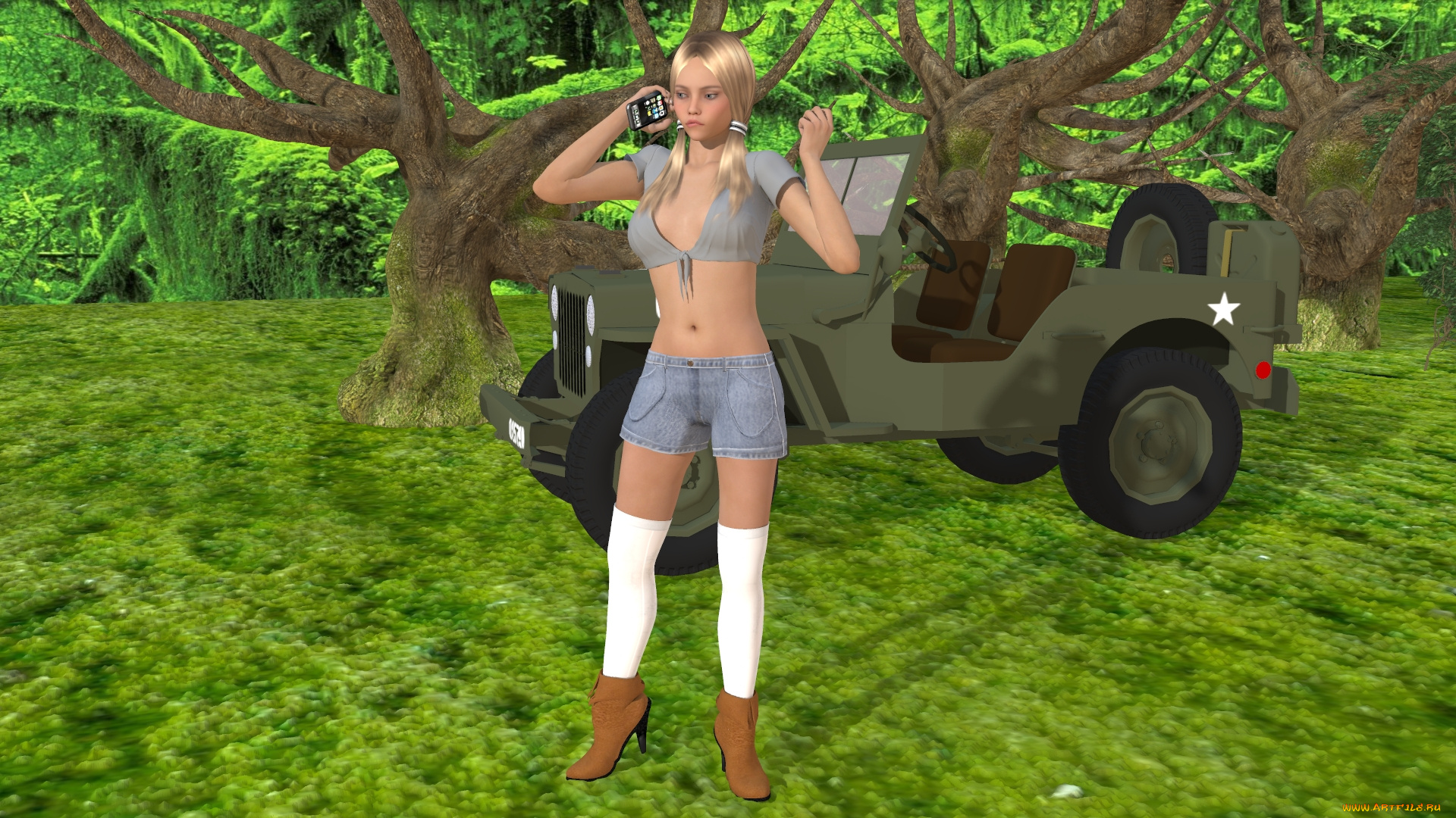 3д, графика, люди-авто, мото, , people-, car, , , moto, автомобиль, фон, взгляд, девушка