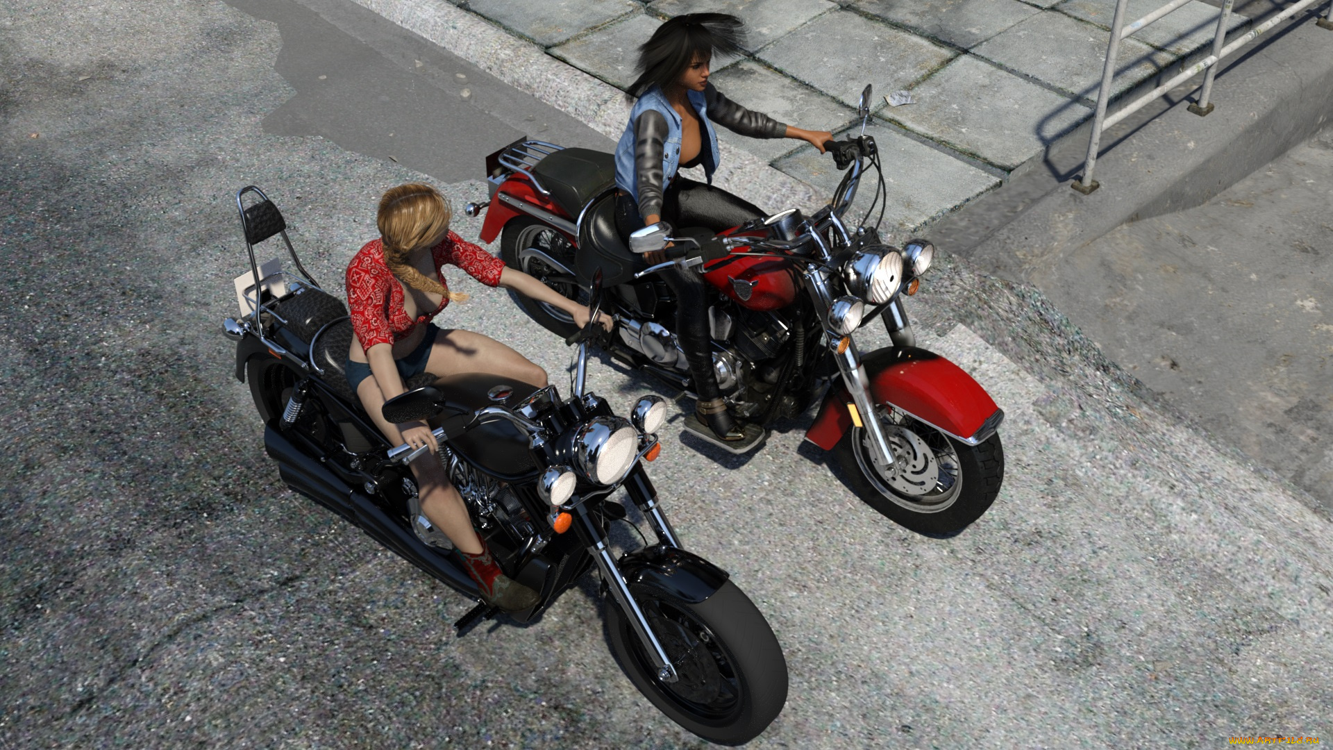 3д, графика, люди-авто, мото, , people-, car, , , moto, фон, взгляд, девушки