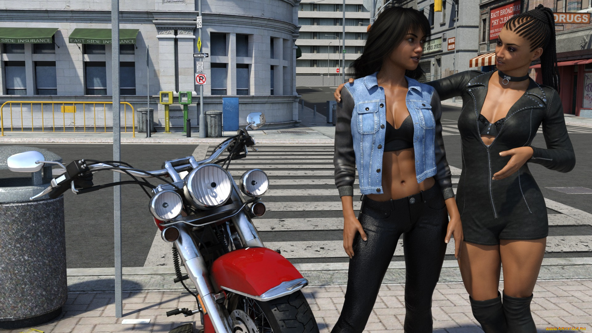 3д, графика, люди-авто, мото, , people-, car, , , moto, фон, взгляд, девушки