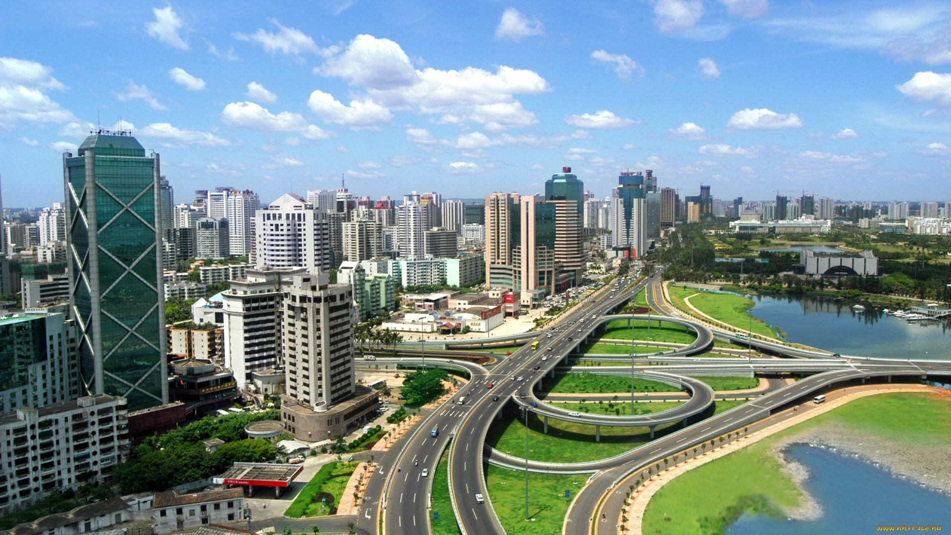 хайнань, китай, города, -, здания, , дома, мегаполис, азия, южная, провинция, остров