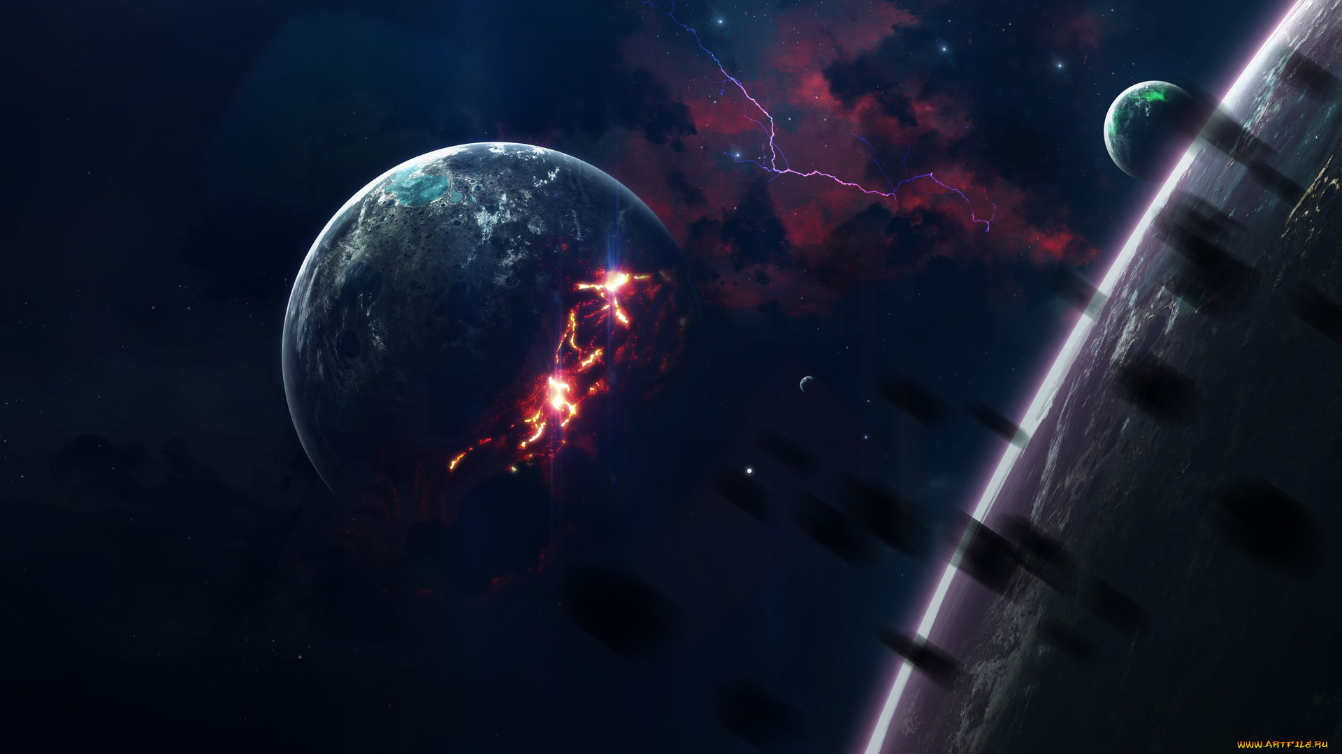 космос, арт, вселенная, звезды, галактики, планета