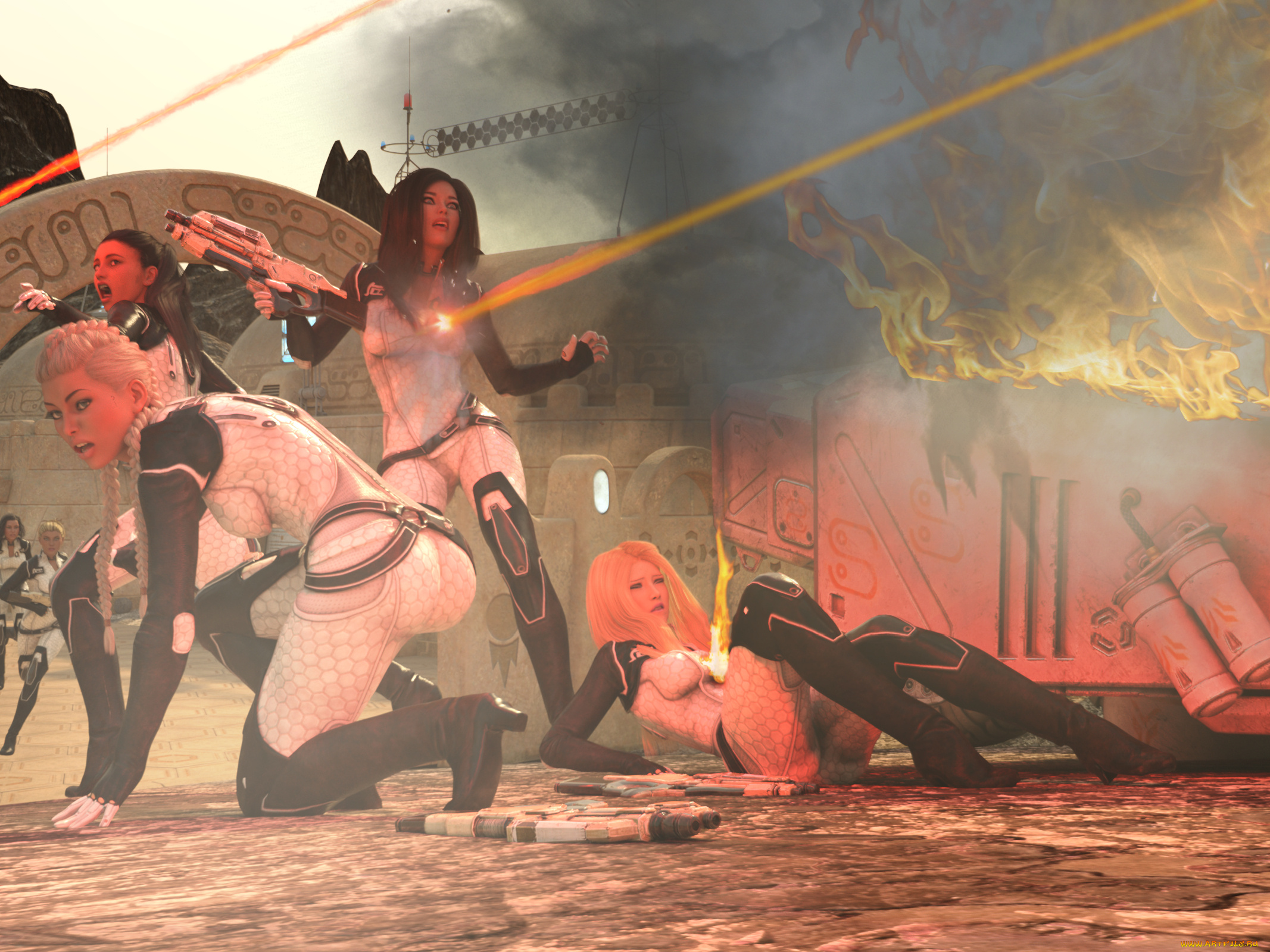 3д, графика, фантазия, , fantasy, взгляд, девушки, фон