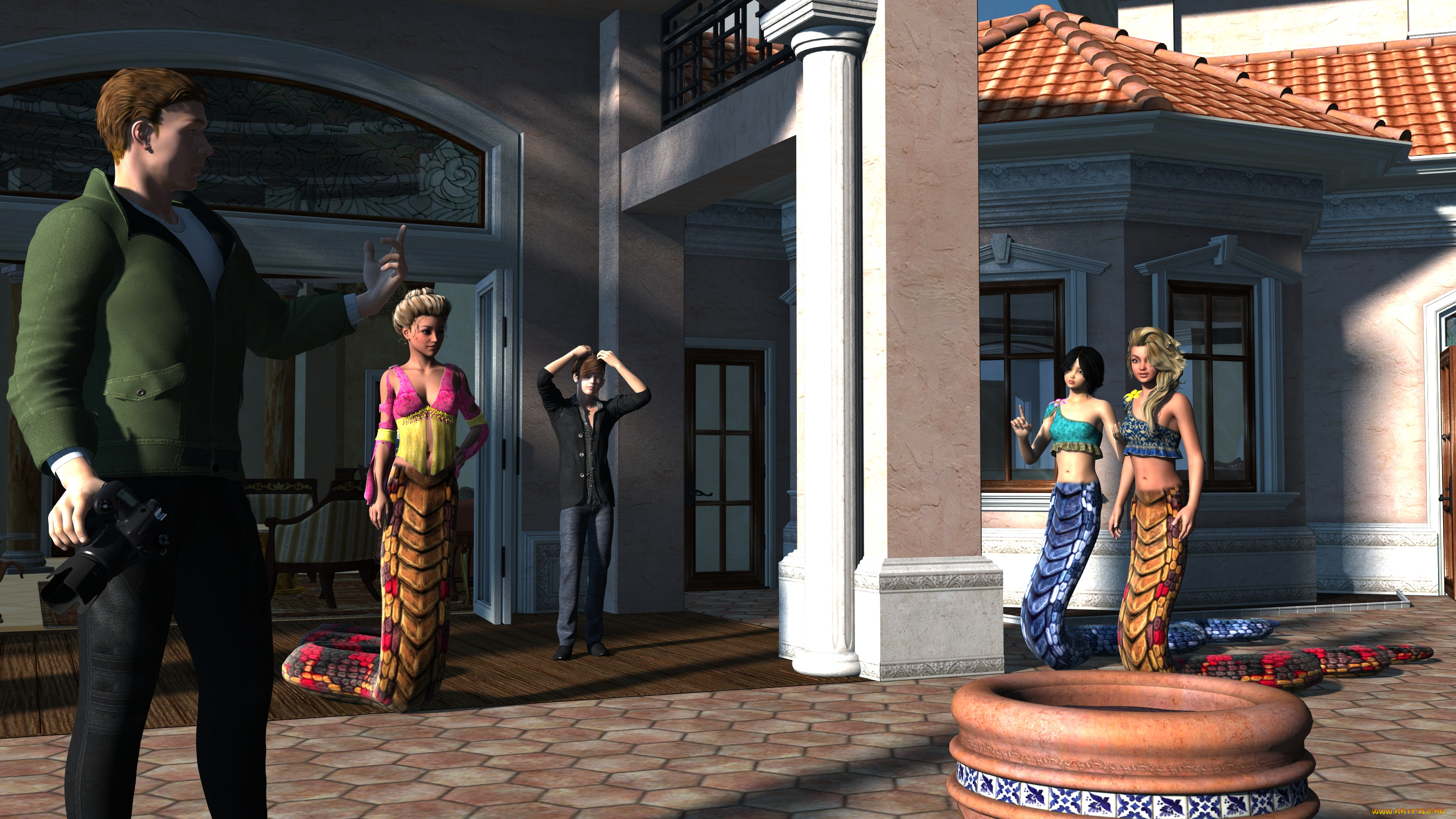 3д, графика, существа, , creatures, фон, взгляд, девушки