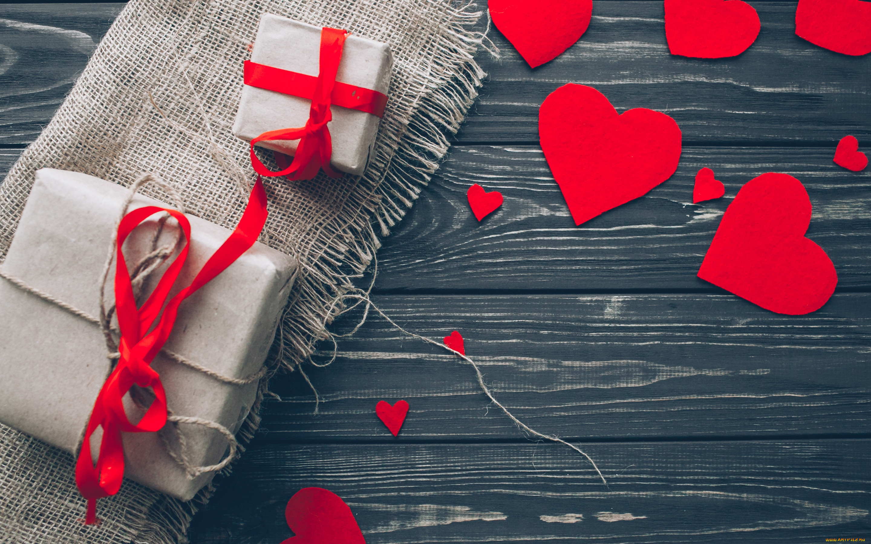 праздничные, день, святого, валентина, , сердечки, , любовь, подарки, ленты, сердечки