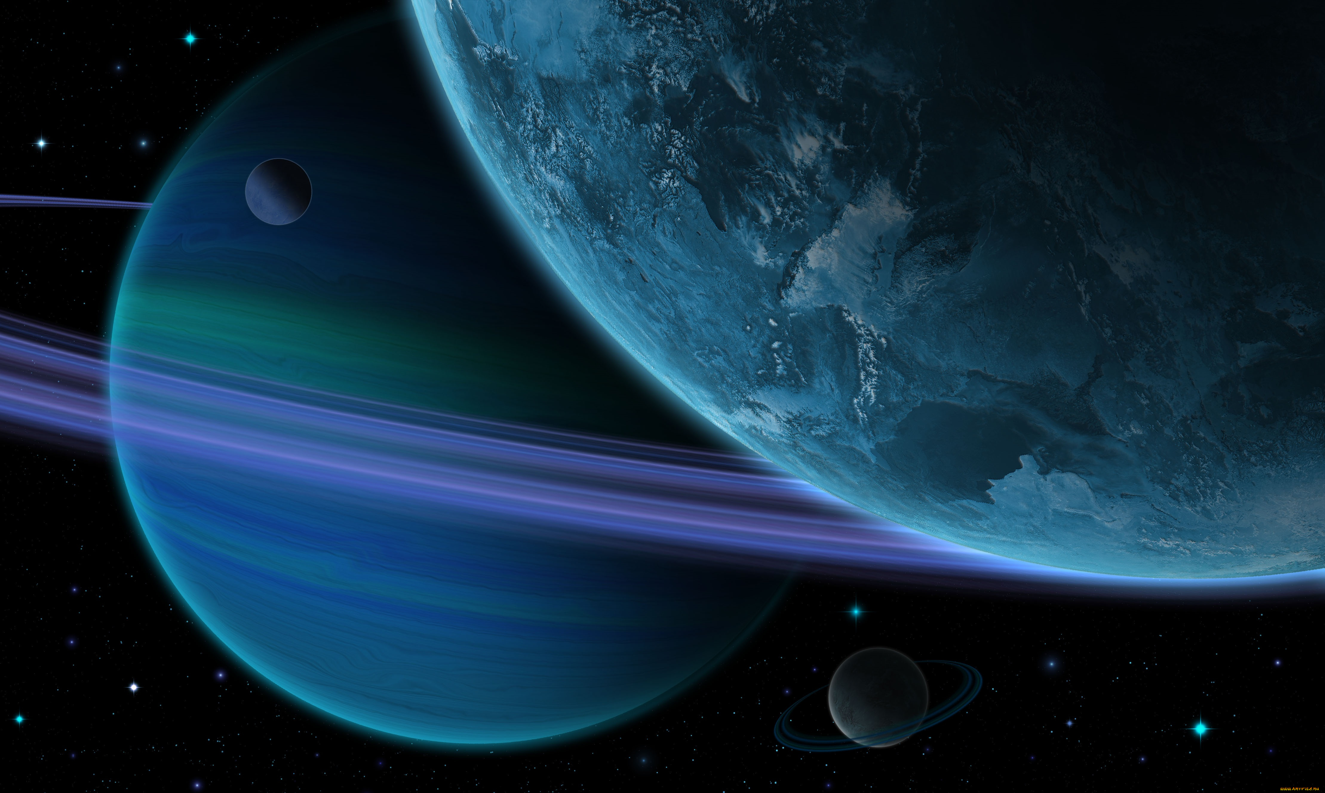 космос, арт, галактики, вселенная, планеты, звезды