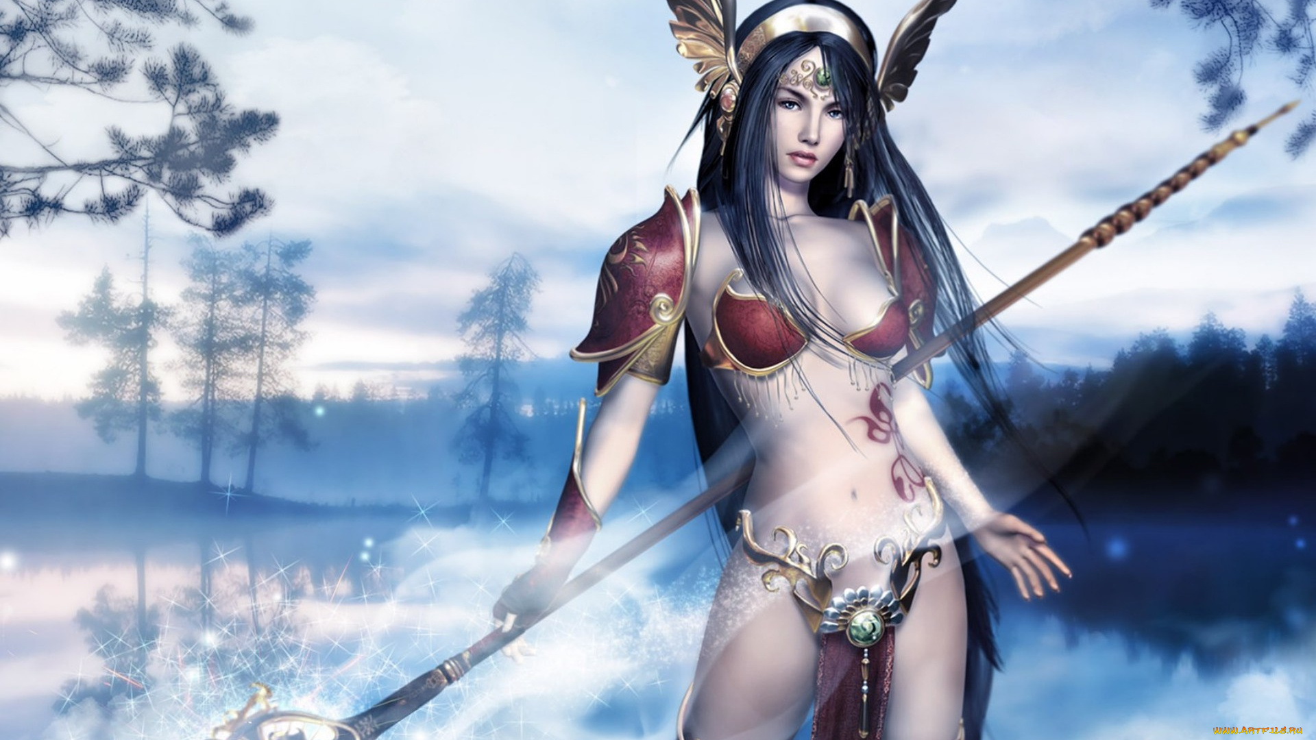 видео, игры, a3, , age, of, sovereign, , project, a3, туман, деревья, посох, девушка