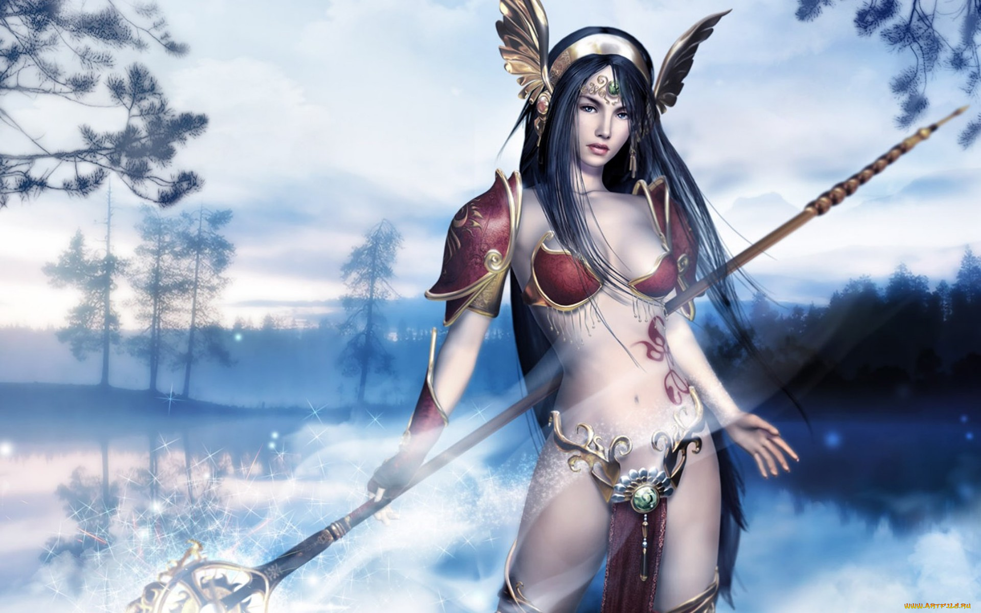 видео, игры, a3, , age, of, sovereign, , project, a3, туман, деревья, посох, девушка