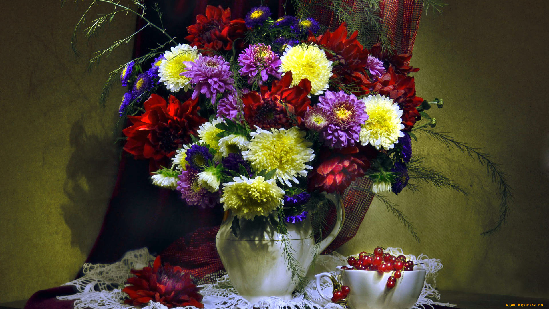 цветы, букеты, , композиции, георгины, хризантемы