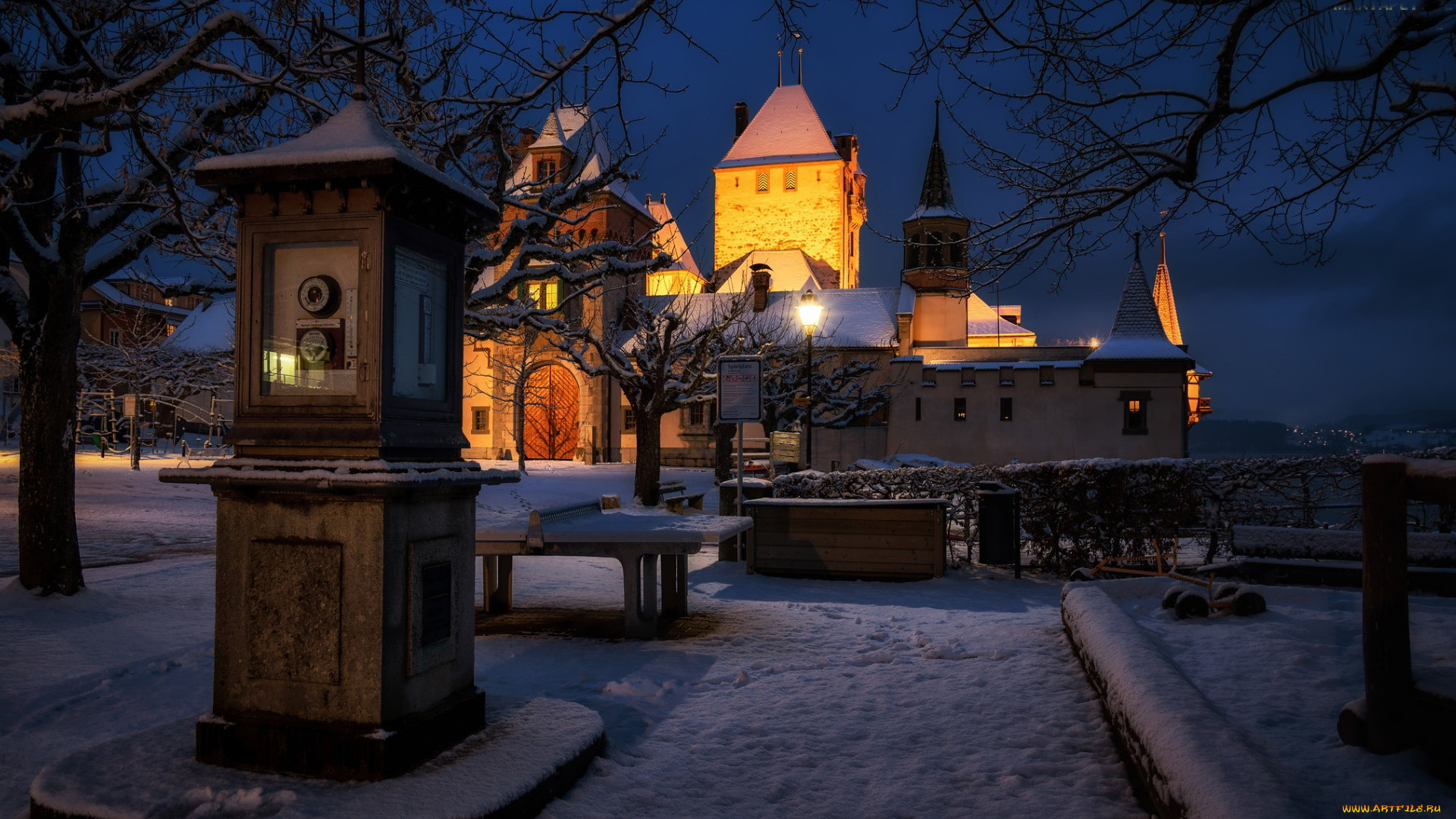 города, замок, оберхофен, , швейцария, oberhofen, castle, lake, thun, switzerland