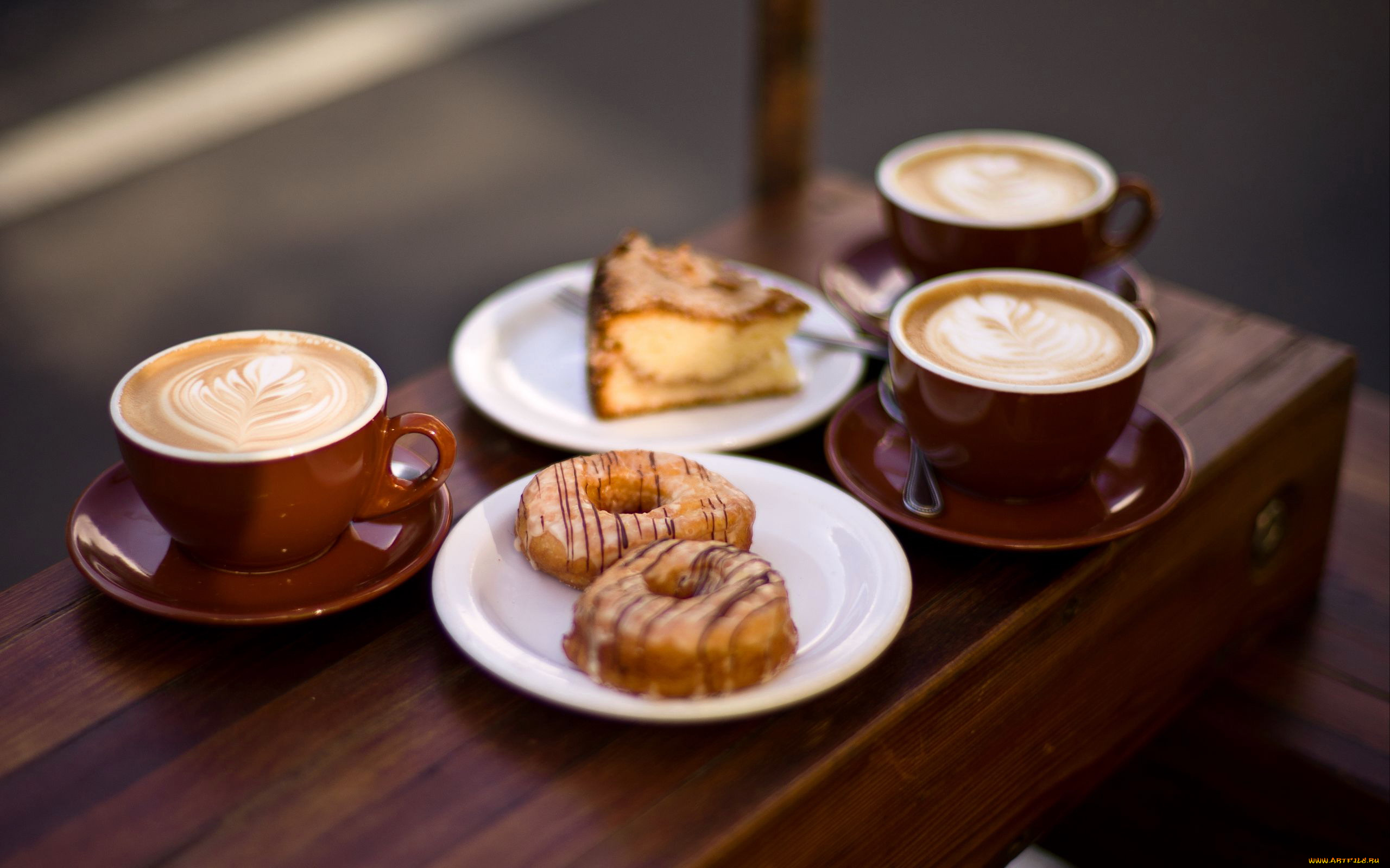 еда, кофе, , кофейные, зёрна, пончики, капучино