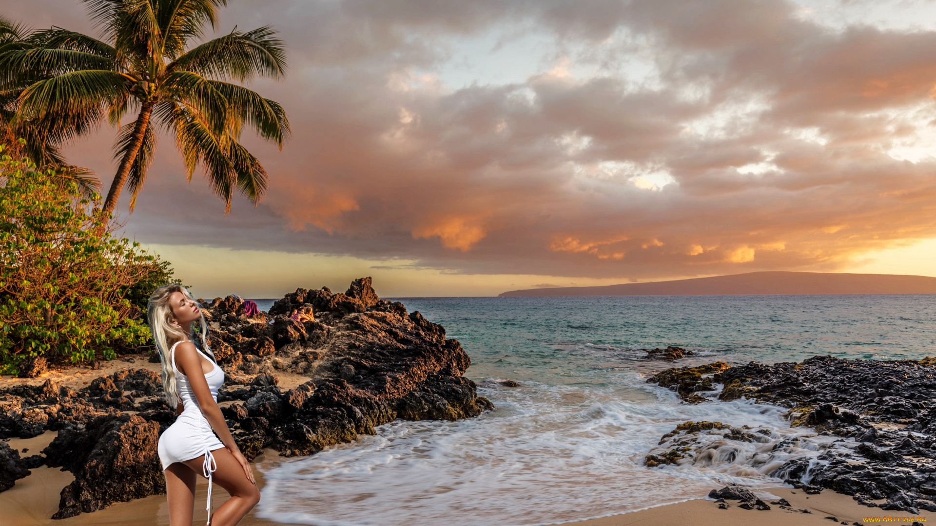 девушки, наталья, красавина, , nata, lee, море, пальма, блондинка