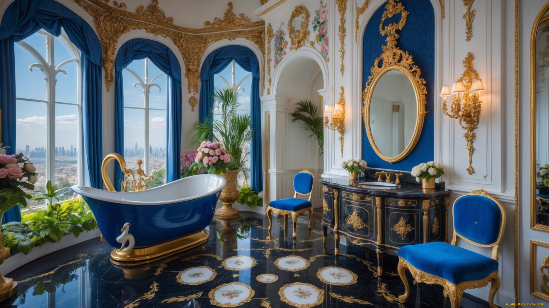 3д, графика, реализм, , realism, роскошная, ванная, комната