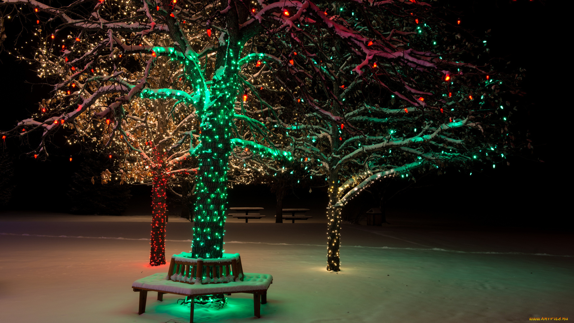 разное, иллюминация, зима