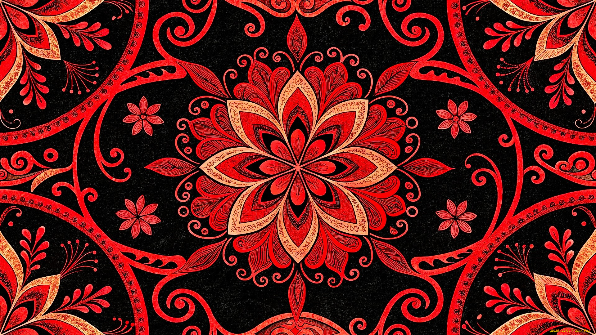 рисованное, абстракция, цветы, орнамент, узор