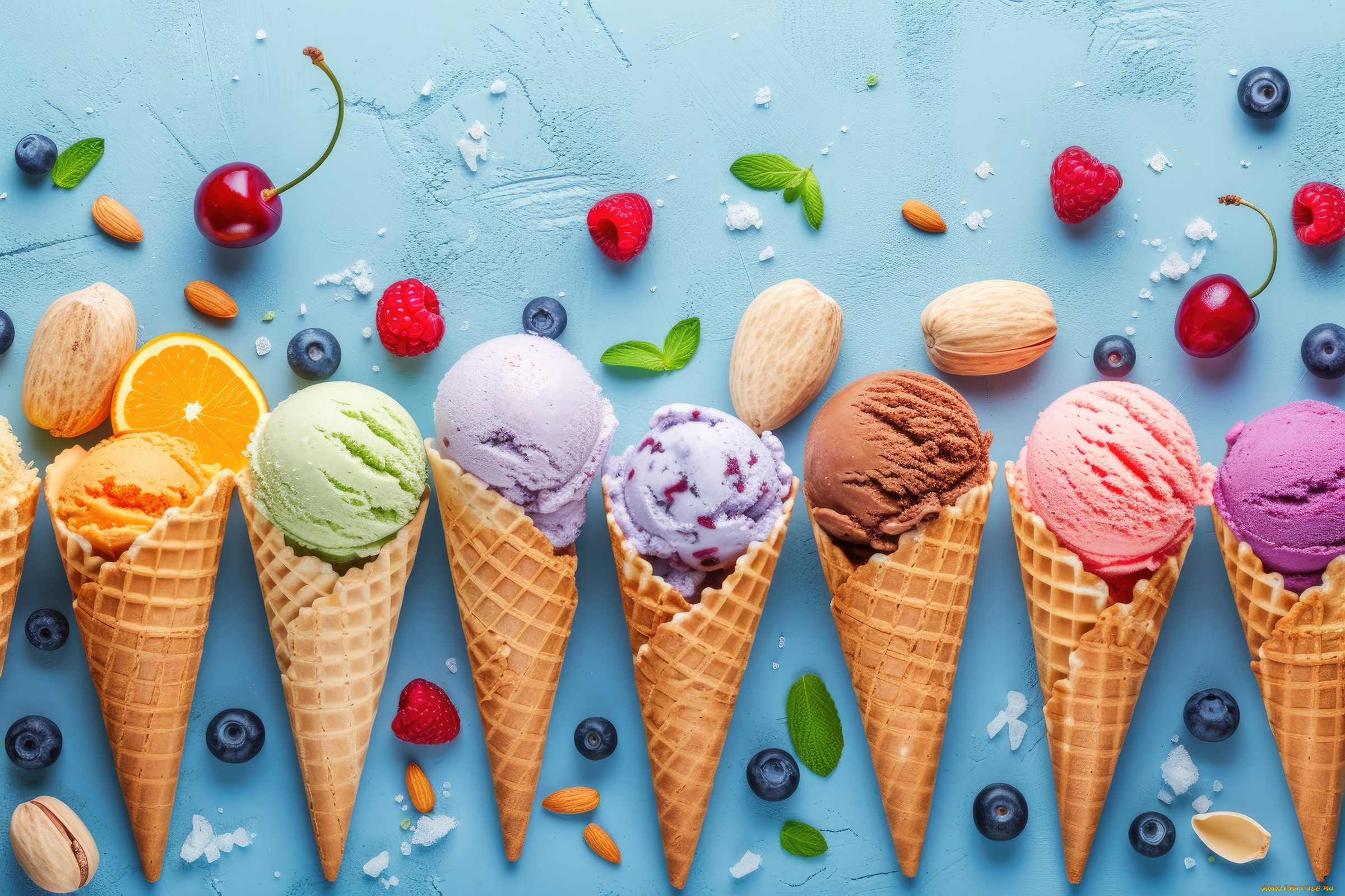 еда, мороженое, , десерты, вафельные, рожки, ассорти