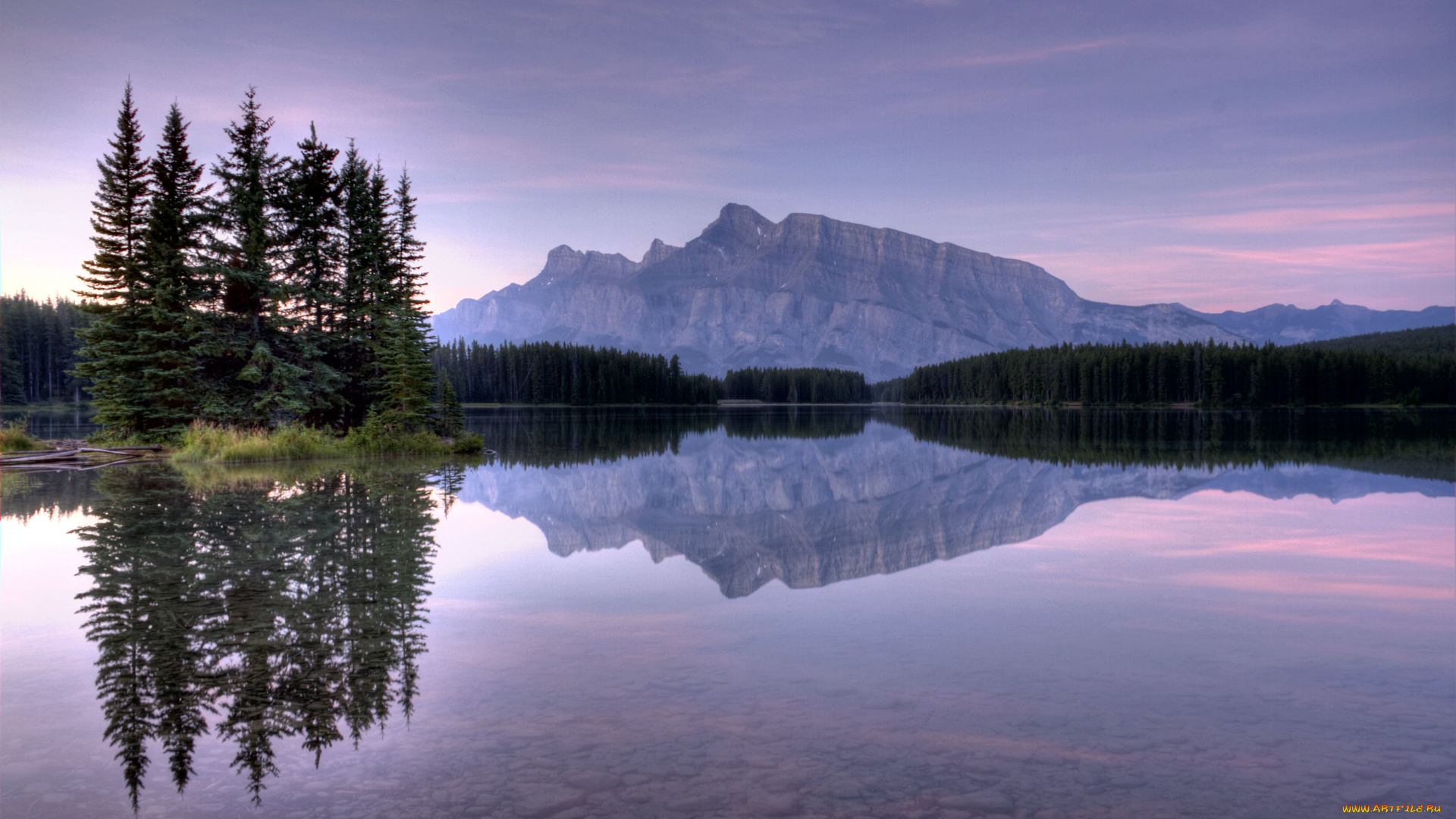 природа, реки, озера, деревья, озеро, горы, островок, ели