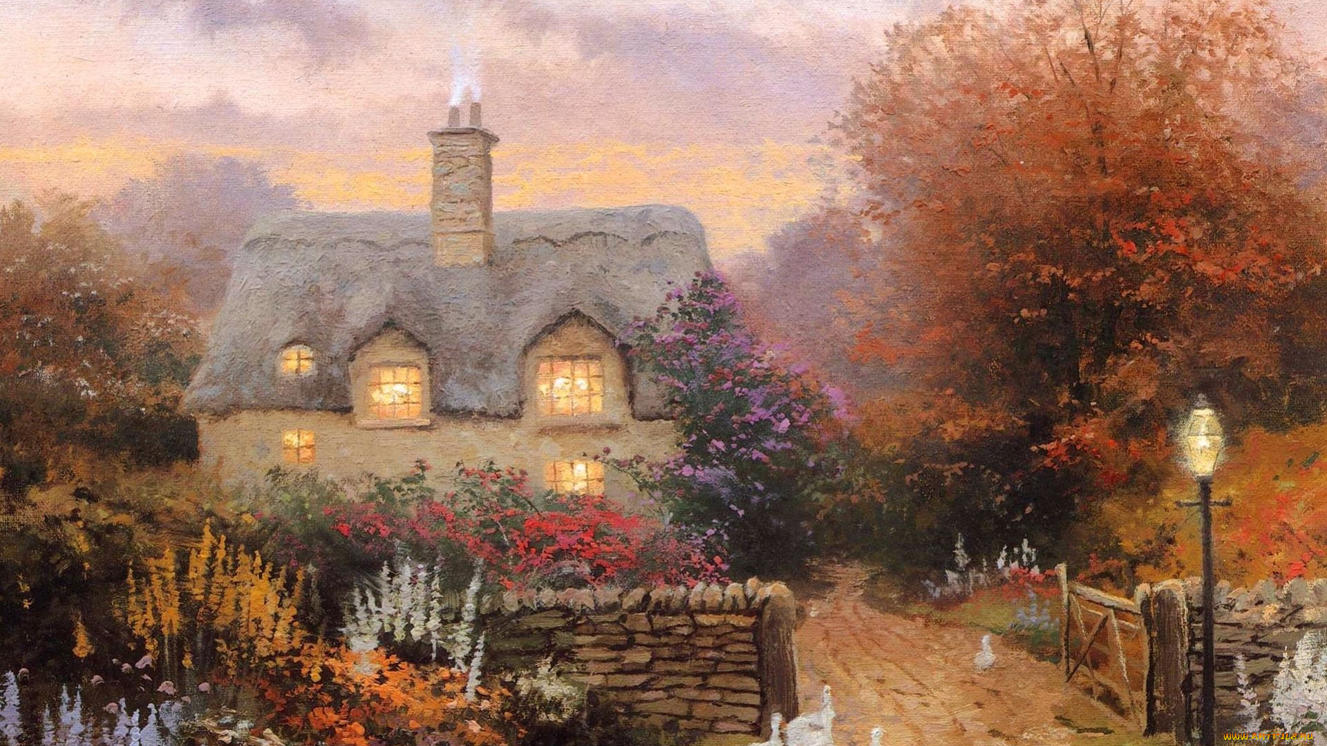 thomas, kinkade, рисованные, пейзаж