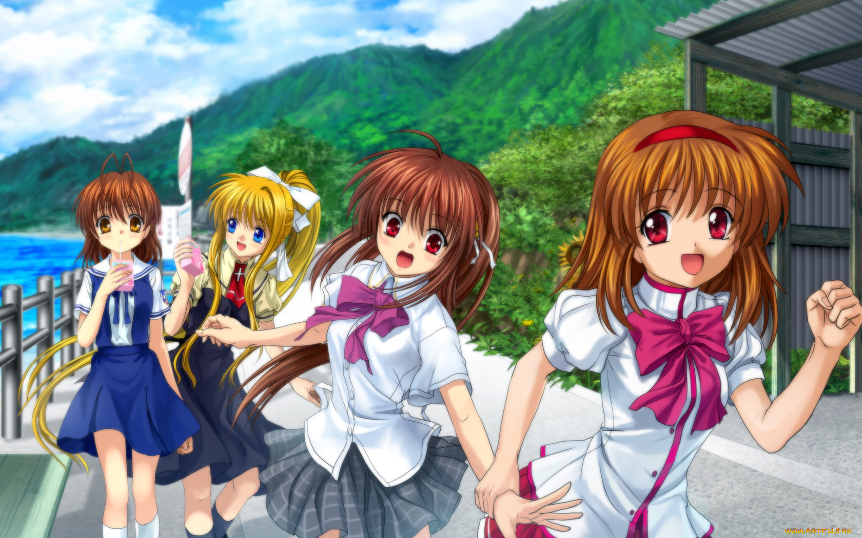 аниме, *unknown, другое, прогулка, девушки