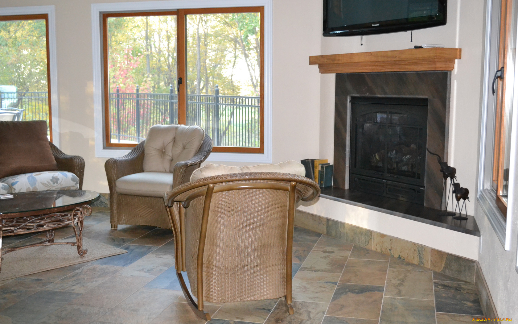 интерьер, камины, кресла, камин