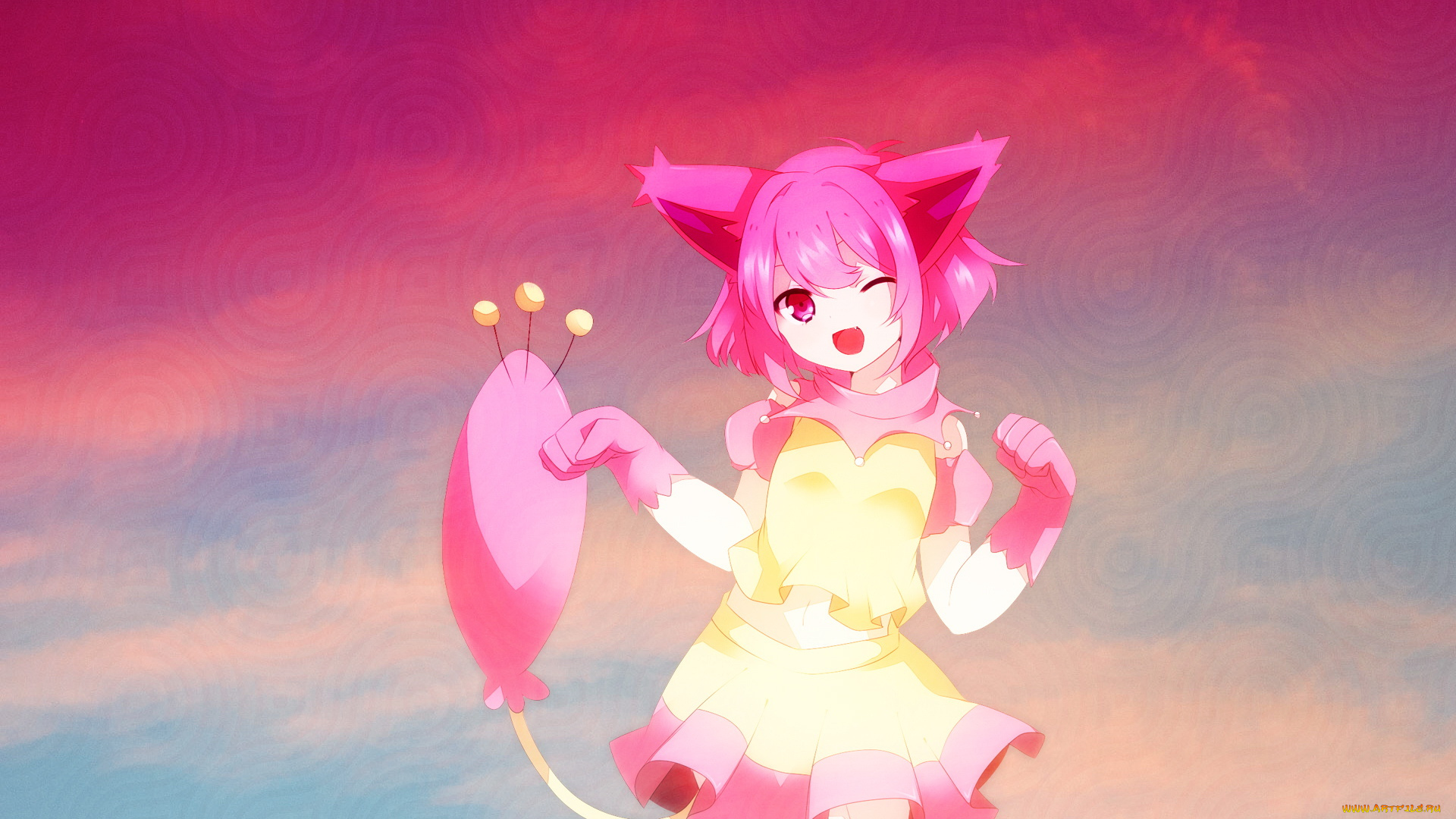 аниме, animals, девушка