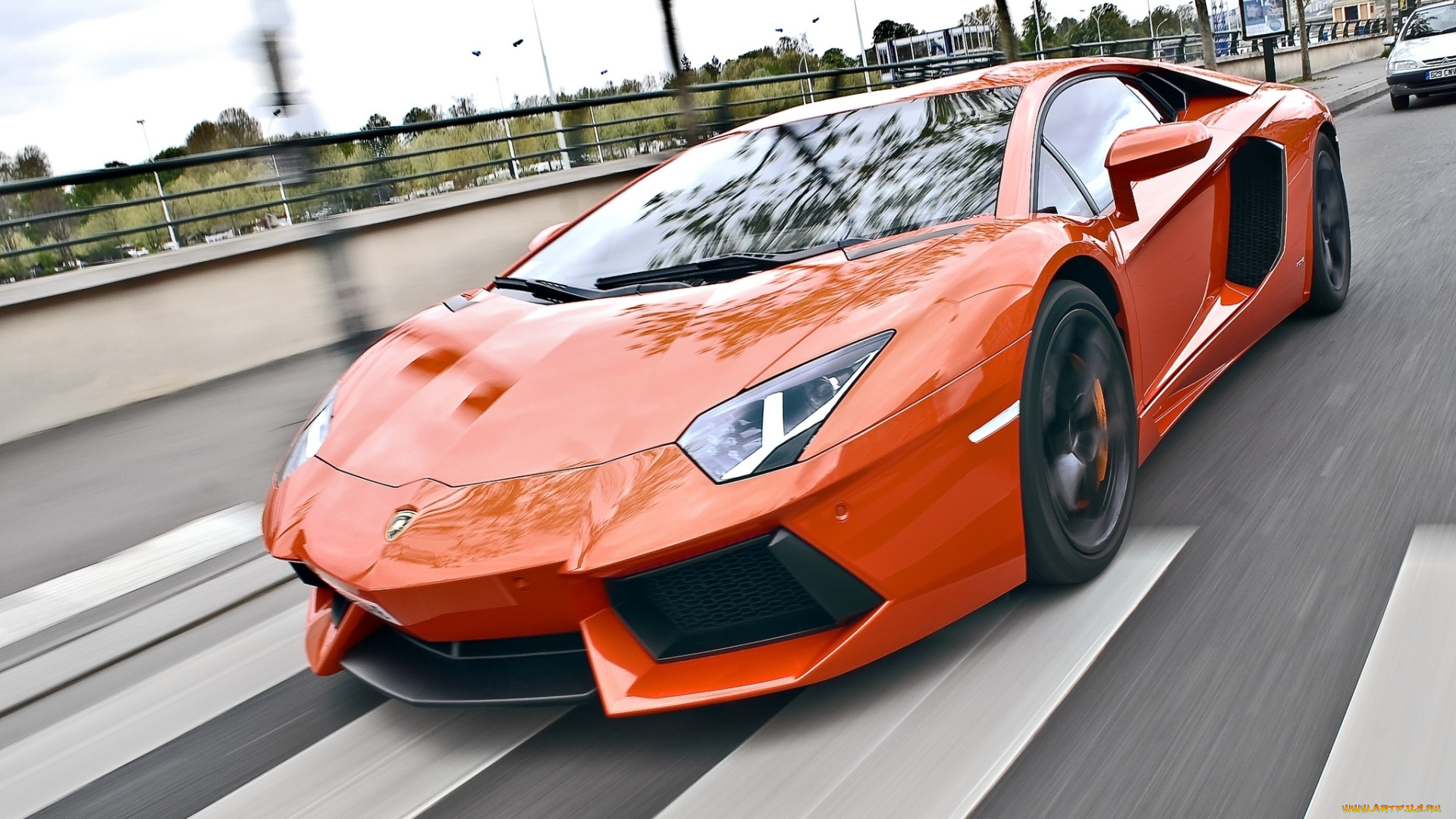 автомобили, lamborghini, speed, road, orange, lp700-4, aventador