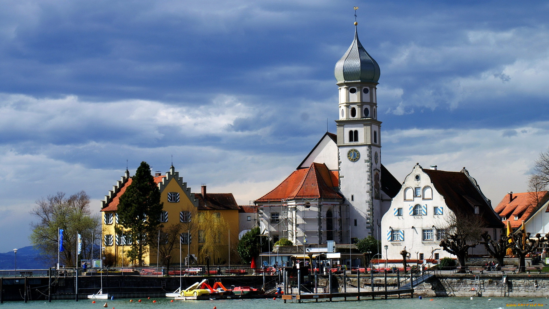 германия, бавария, вассербург, города, улицы, площади, набережные, дома, набрежная, река