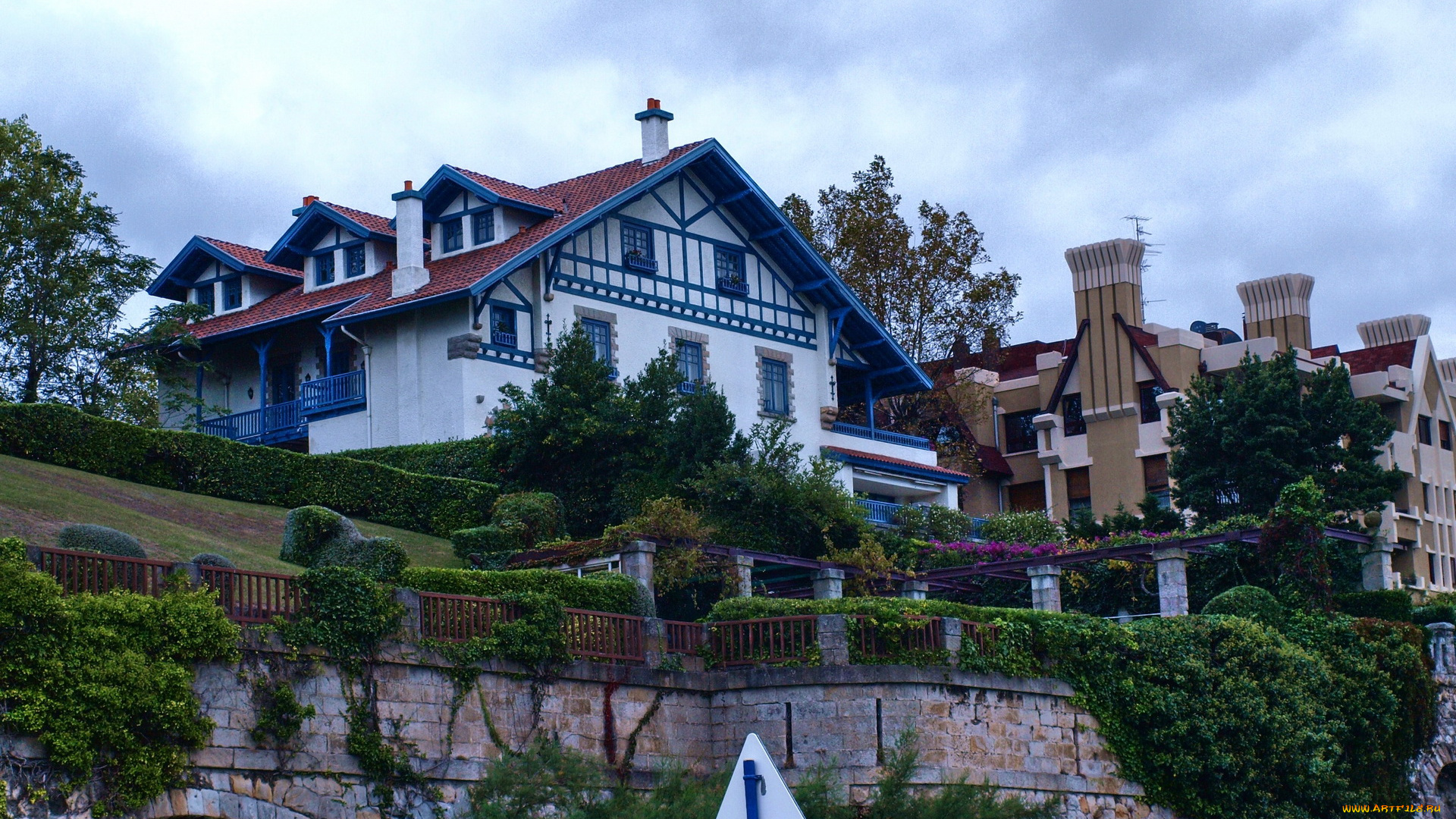 испания, страна, басков, гечо, города, здания, дома, ландшафтный, пейзаж