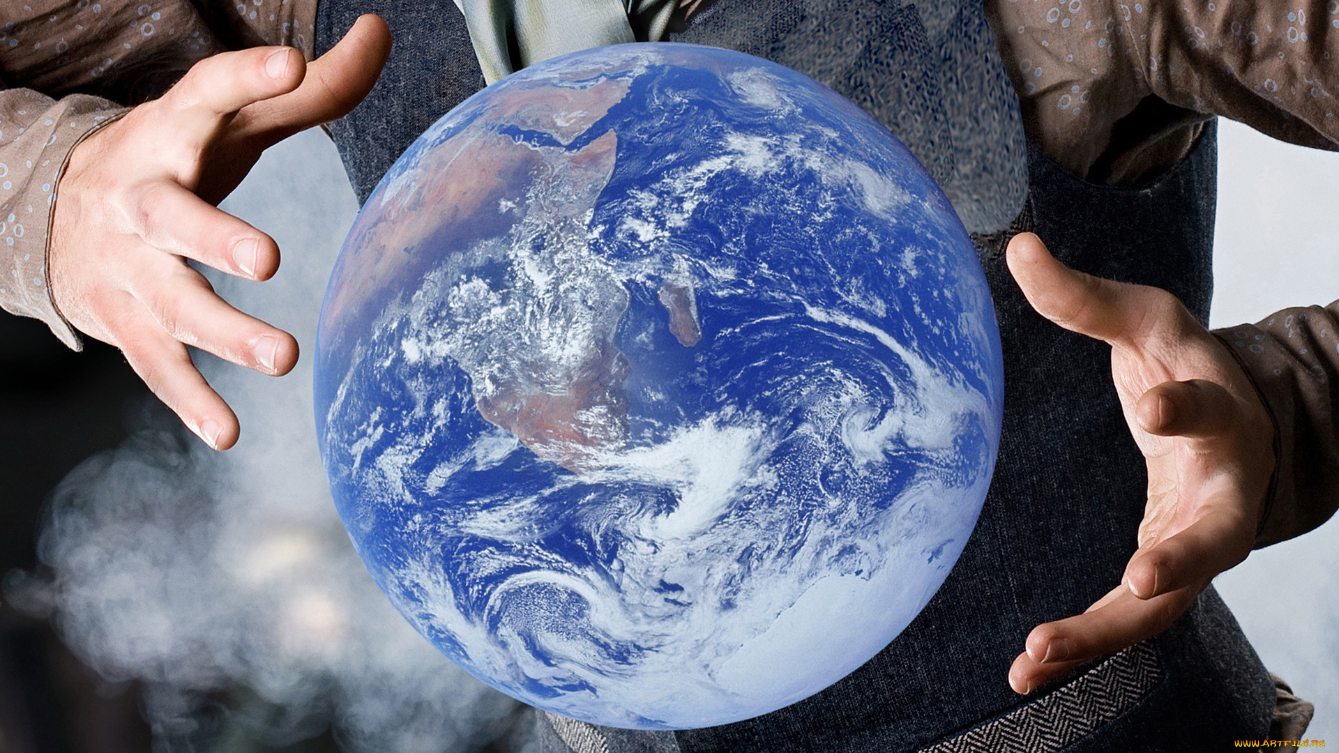 разное, компьютерный, дизайн, земля, руки, шар