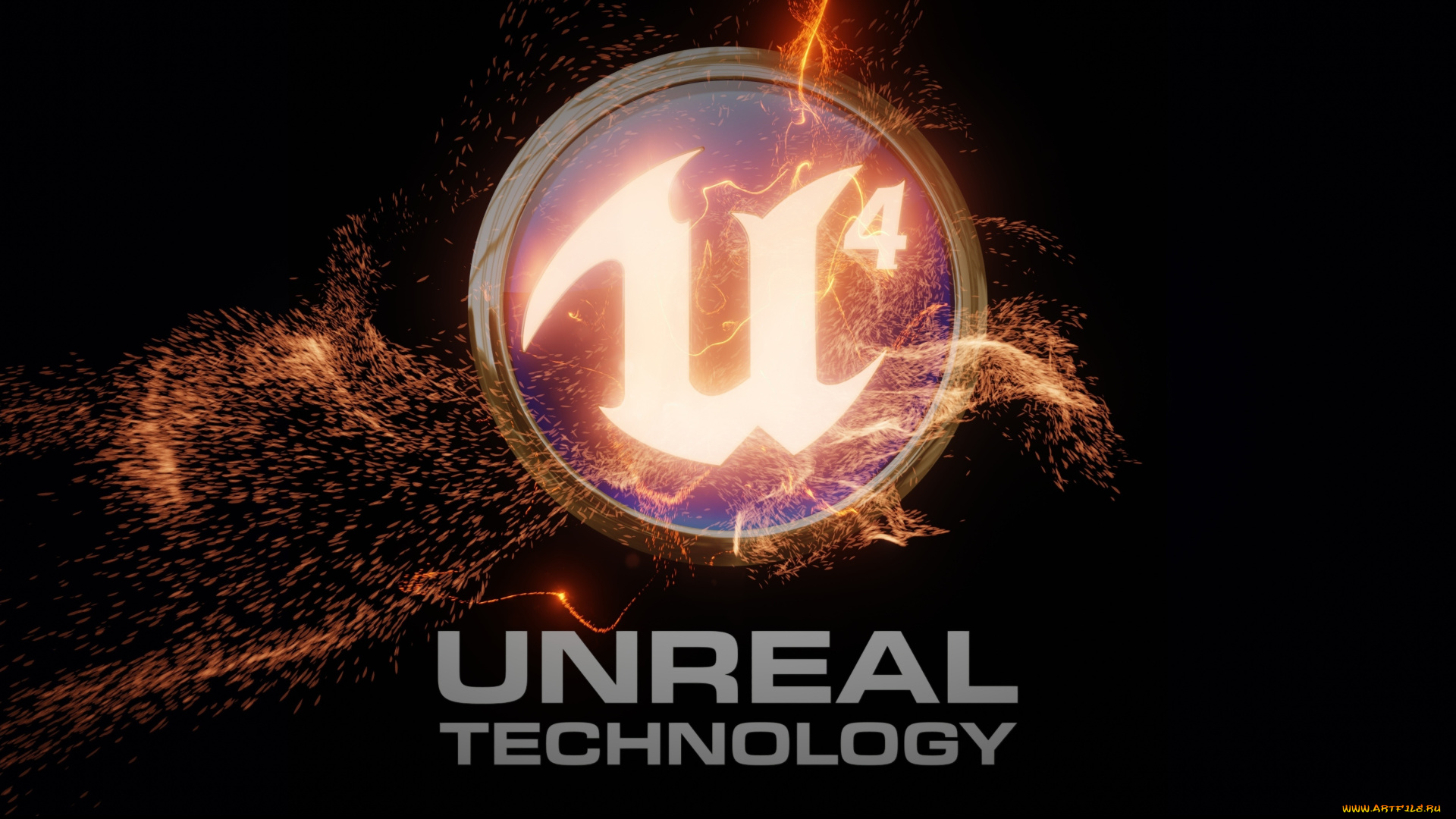 разное, надписи, логотипы, знаки, пламя, unreal, engine, 4, эмблема, надпись