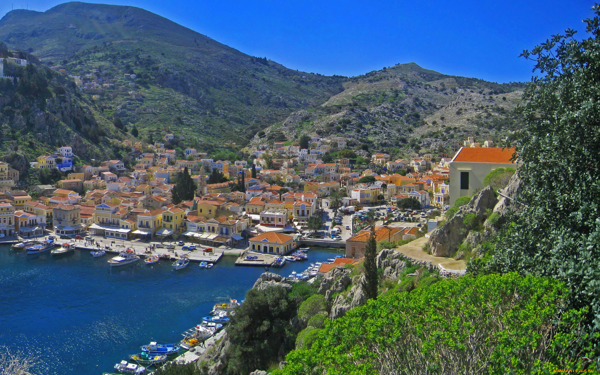 греция, ano, symi, города, пейзажи, дома, море