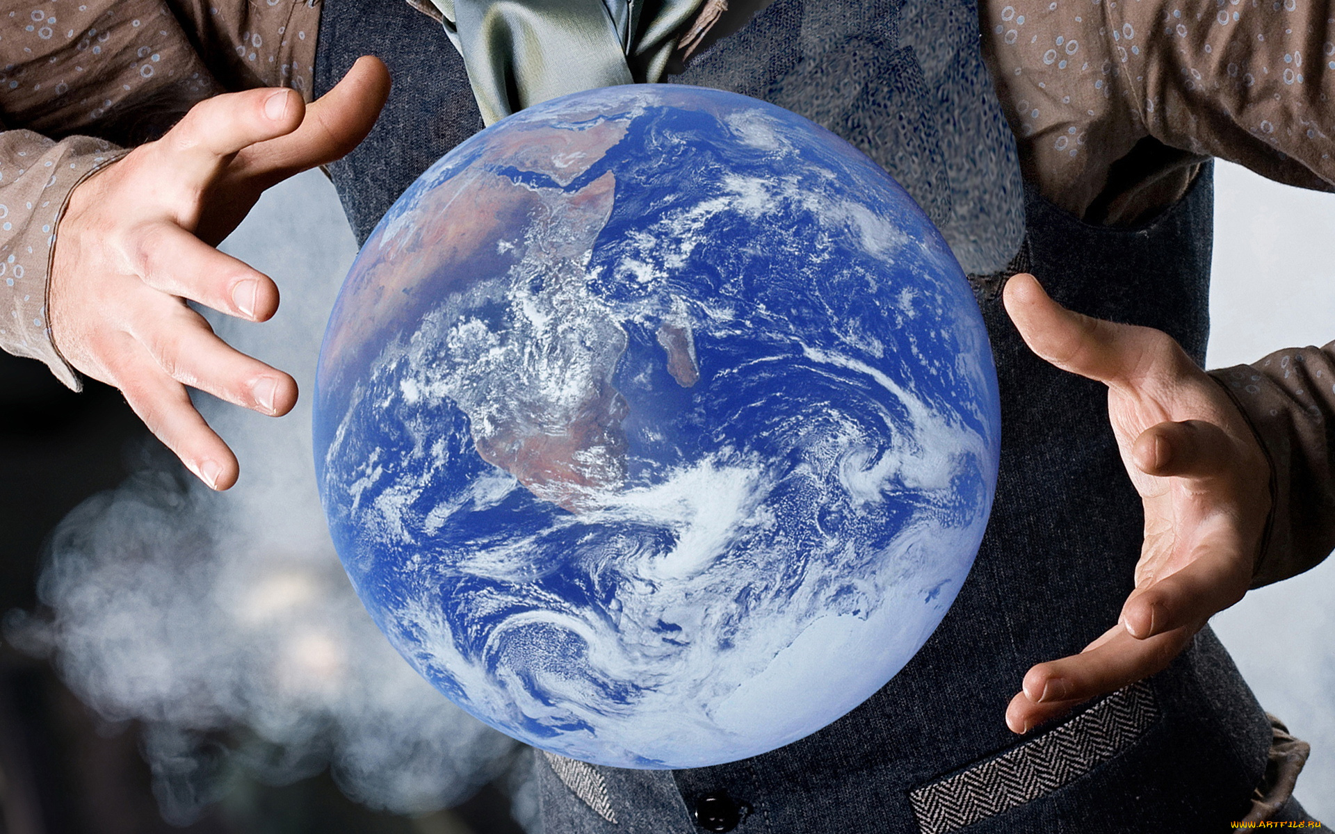 разное, компьютерный, дизайн, земля, руки, шар