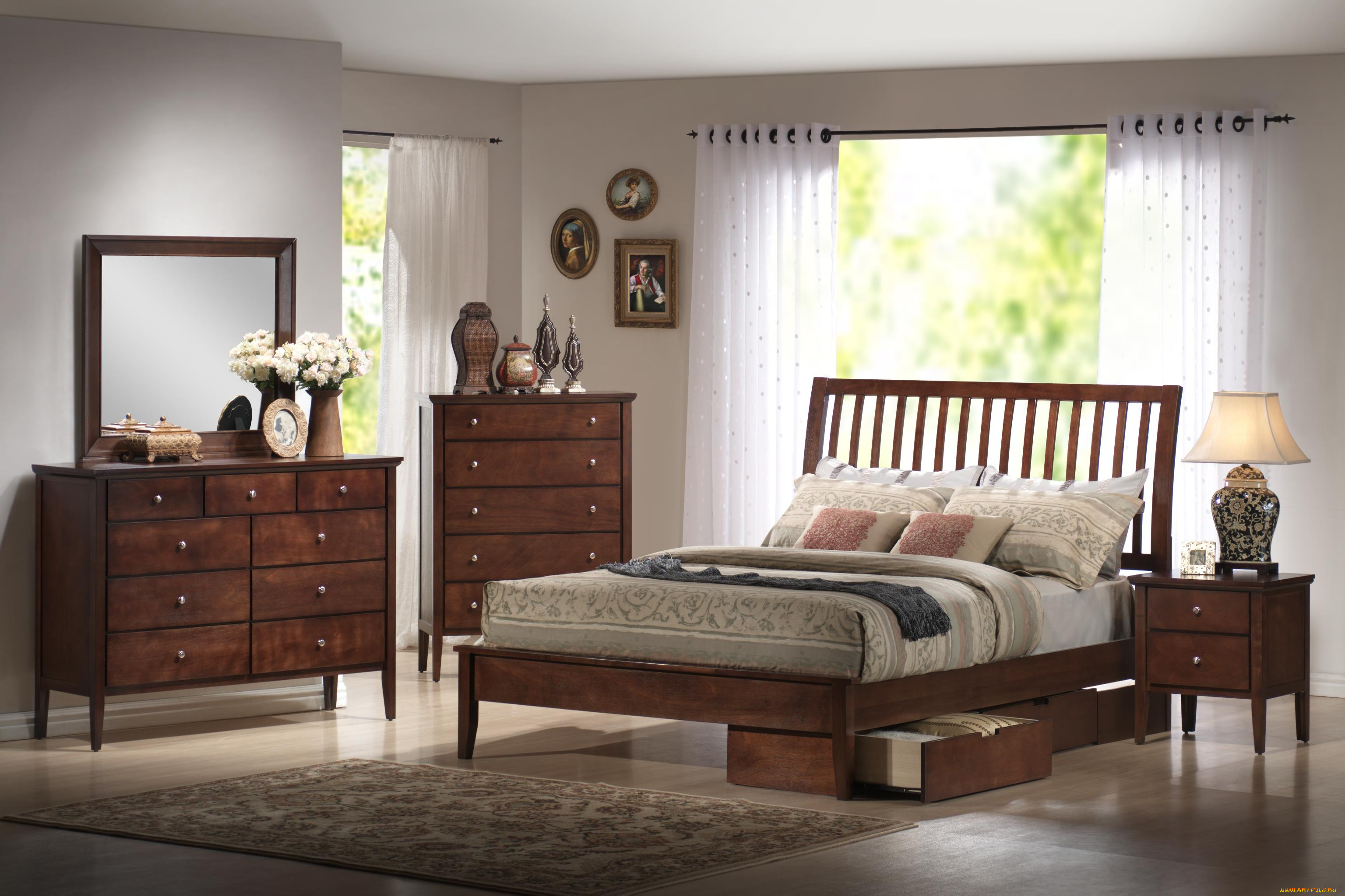 интерьер, спальня, подушки, кровать