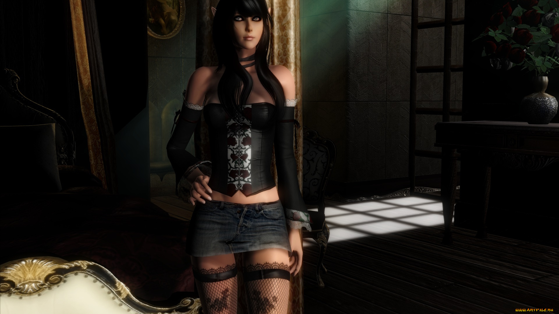 3д, графика, elves, , эльфы, взгляд, эльфийка