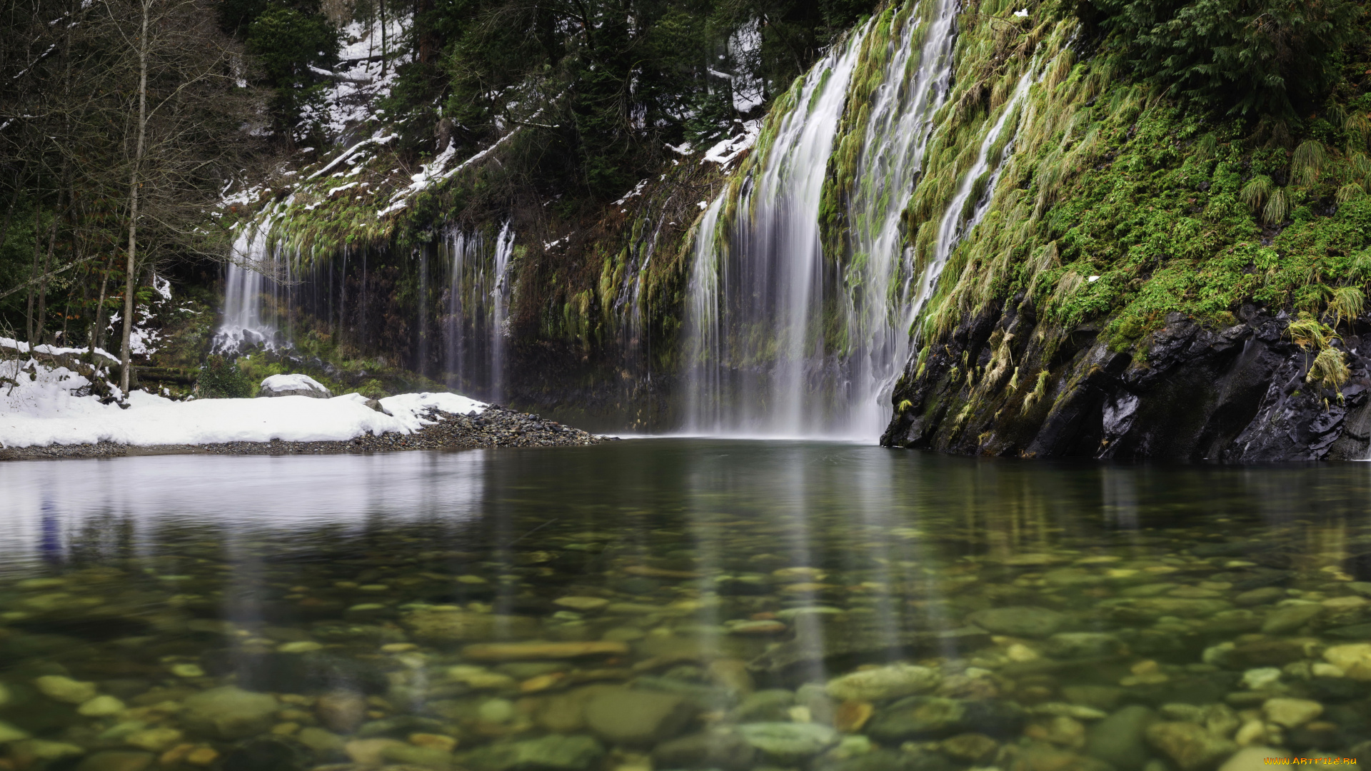 mossbrae, falls, california, usa, природа, водопады, mossbrae, falls, california, usa, водопад, река, лес