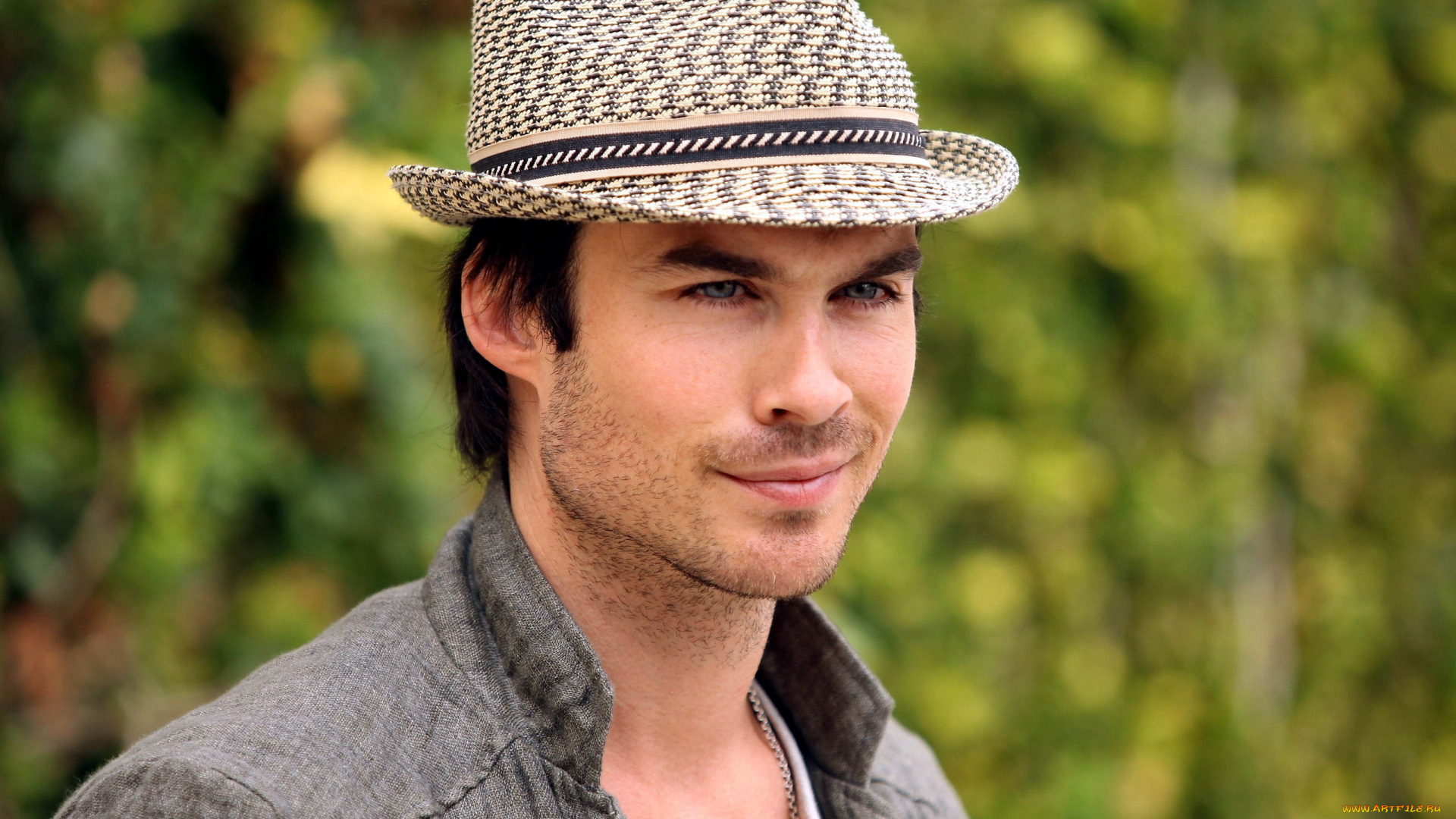 мужчины, ian, somerhalder, шляпа, усмешка, ian, somerhalder