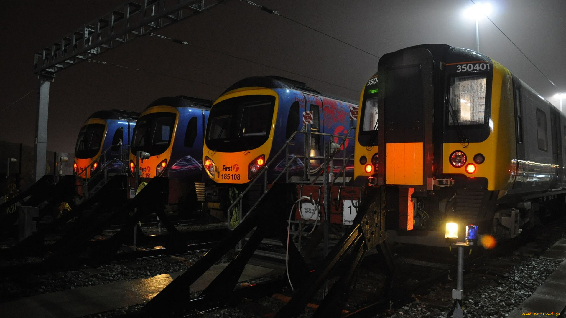 техника, локомотивы, стоянка, ночь