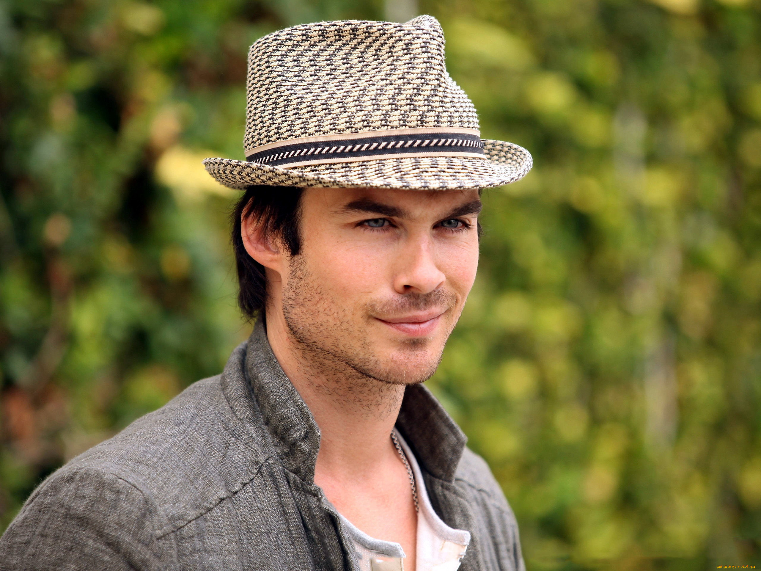 мужчины, ian, somerhalder, шляпа, усмешка, ian, somerhalder
