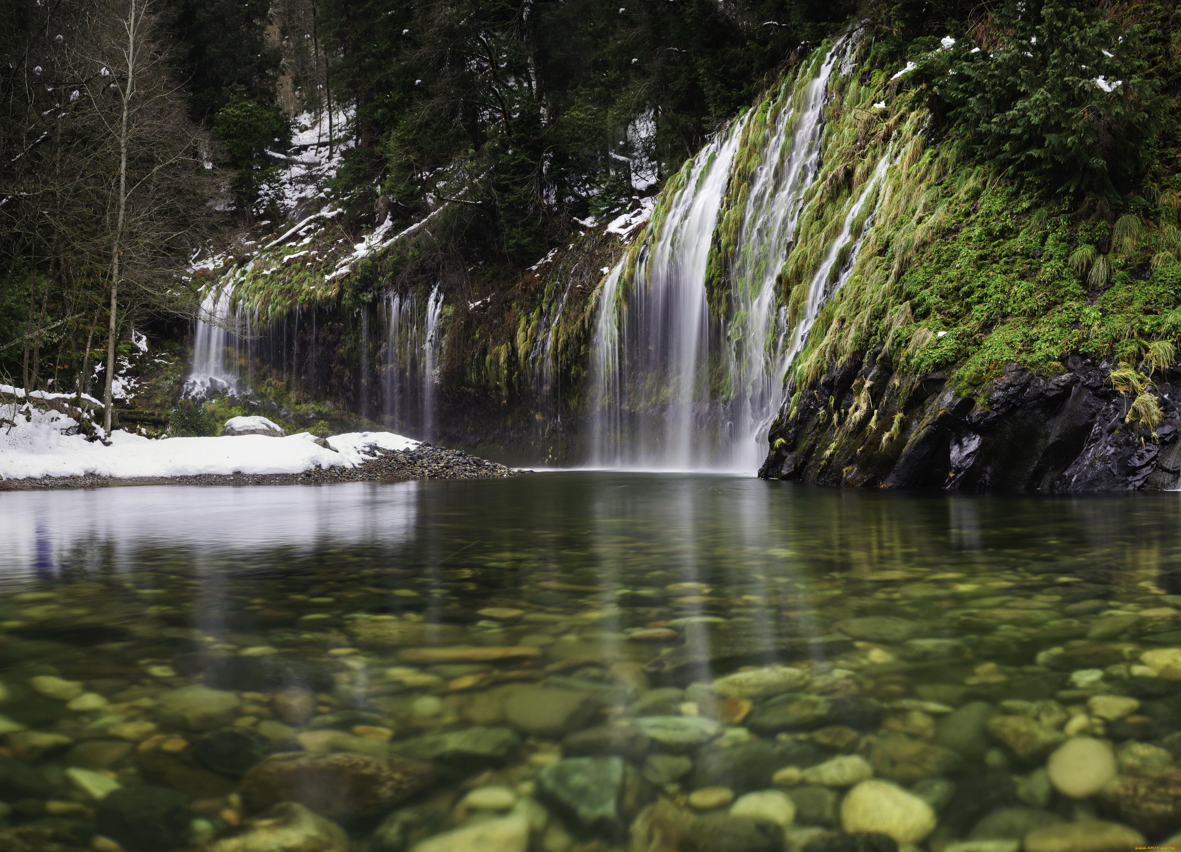 mossbrae, falls, california, usa, природа, водопады, mossbrae, falls, california, usa, водопад, река, лес