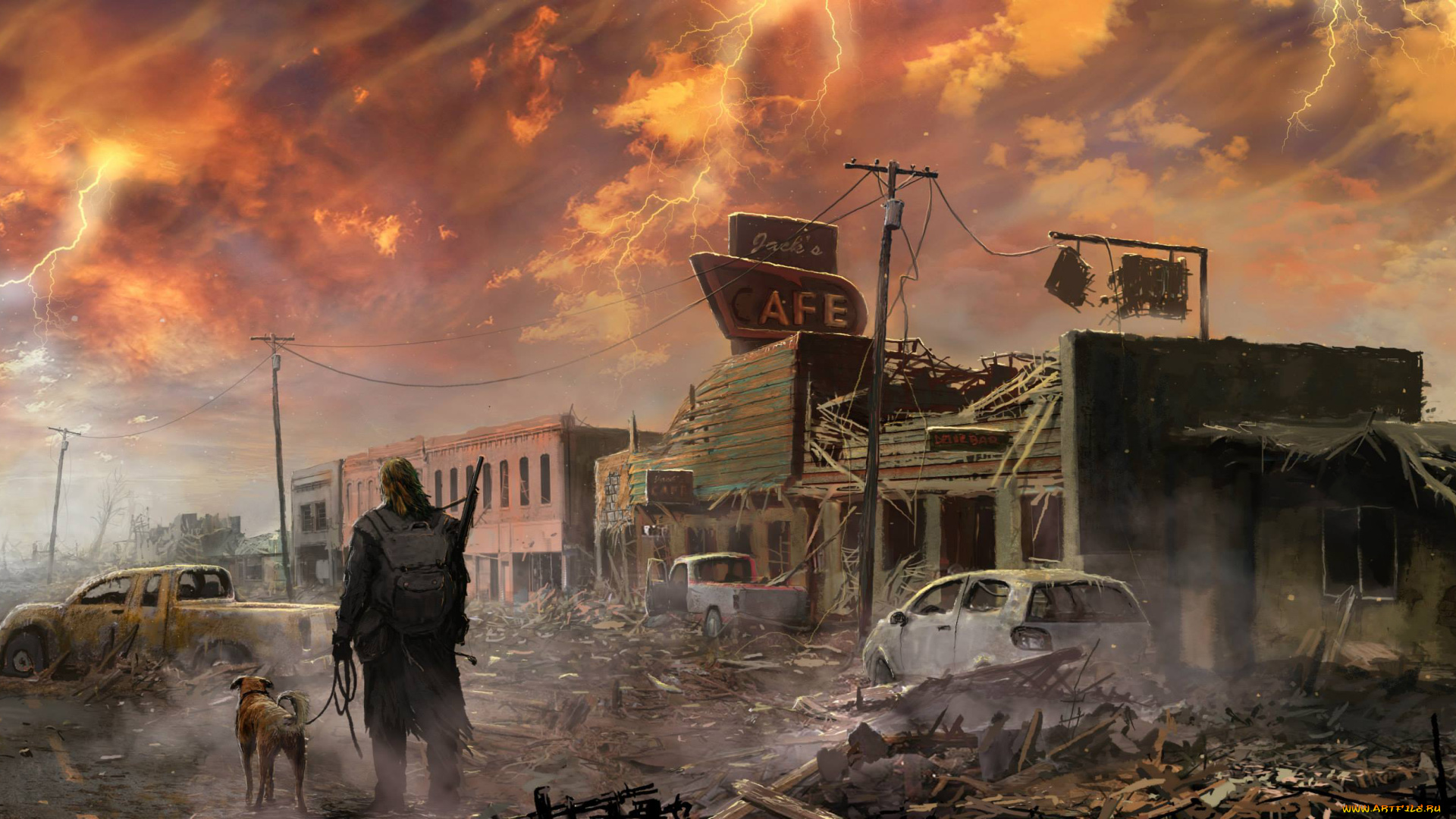 фэнтези, иные, миры, , иные, времена, разрушения, пес, мужчина, выживший, постапокалипсис