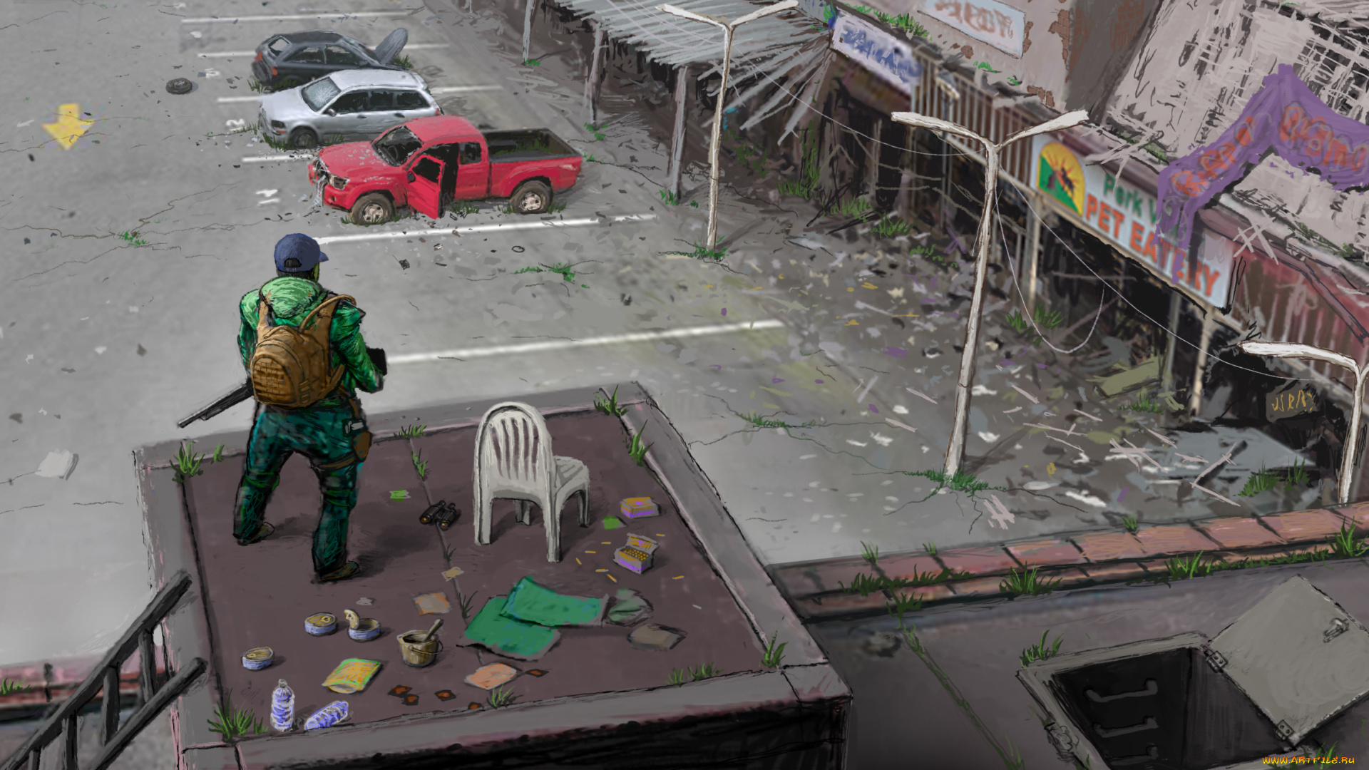 фэнтези, люди, разрушения, выживший, мужчина, постапокалипсис, запустение, будущее