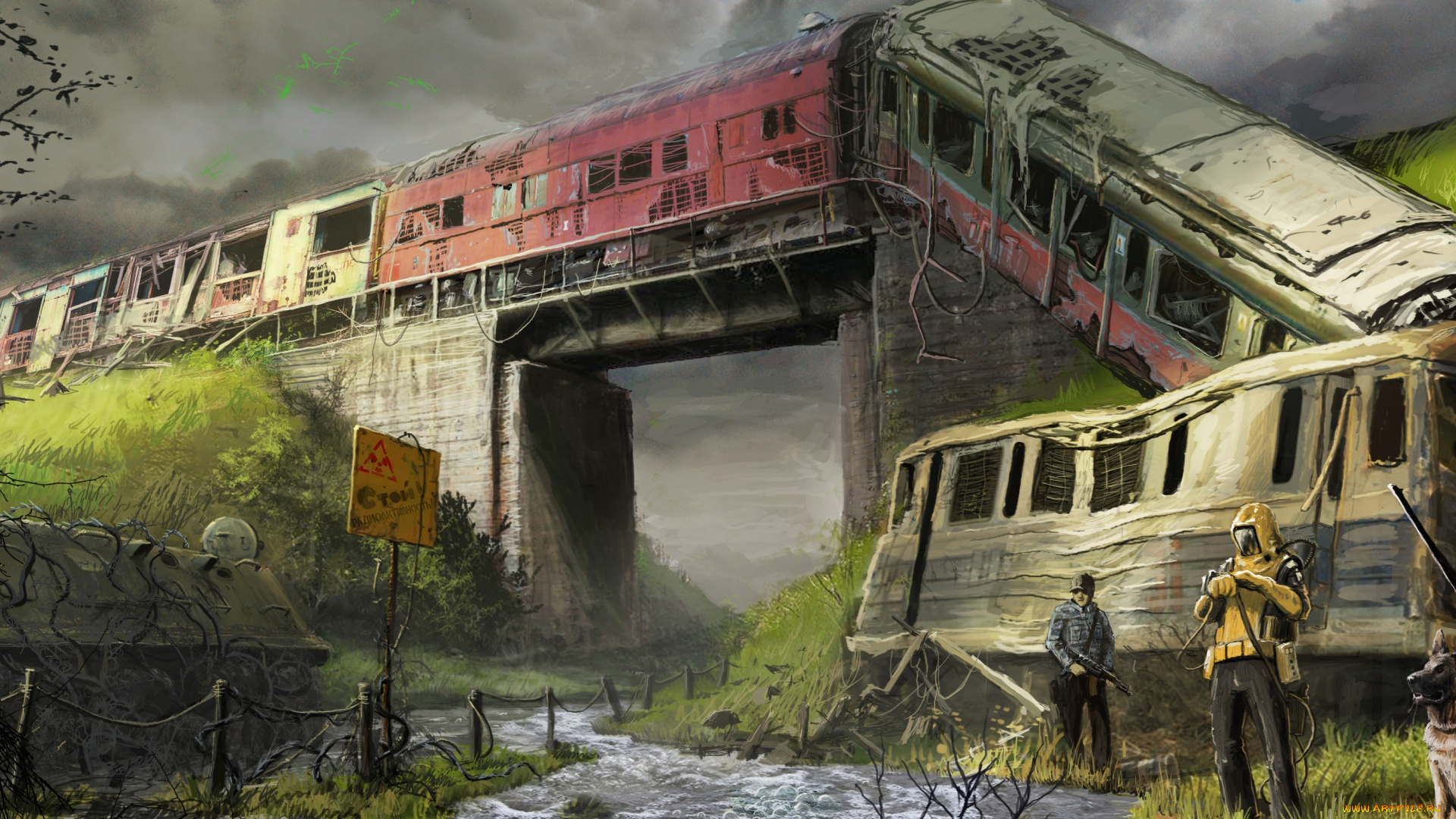 фэнтези, люди, запустение, поезд, крушение, постапокалипсис, выжившие
