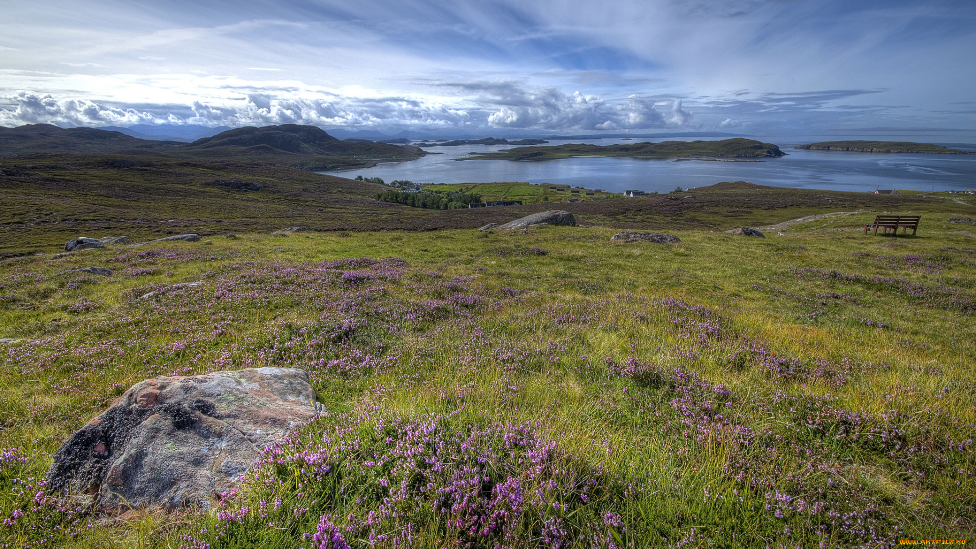 природа, реки, озера, валун, трава, река, поле